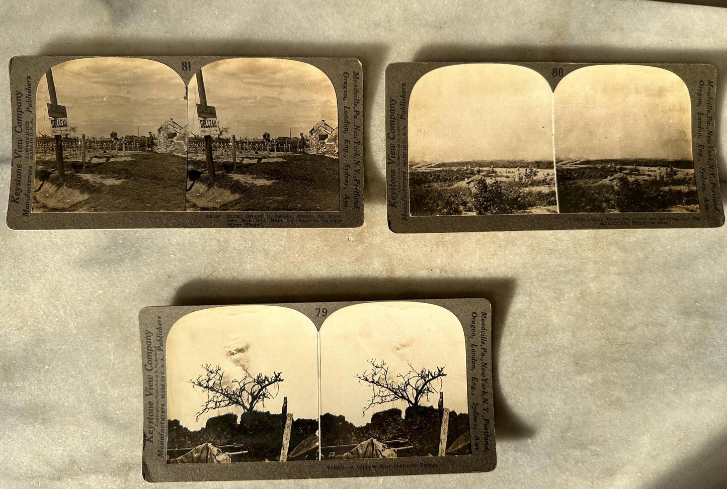 Antique Set of Ten (10) 1900s Keystone Stereoviews WWI War Images