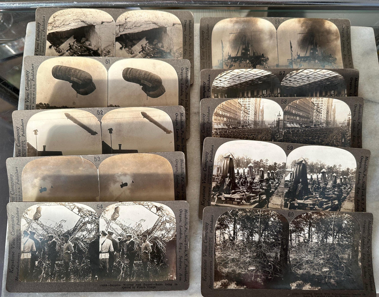 Antique Set of Ten (10) 1900s Keystone Stereoviews WWI War Images