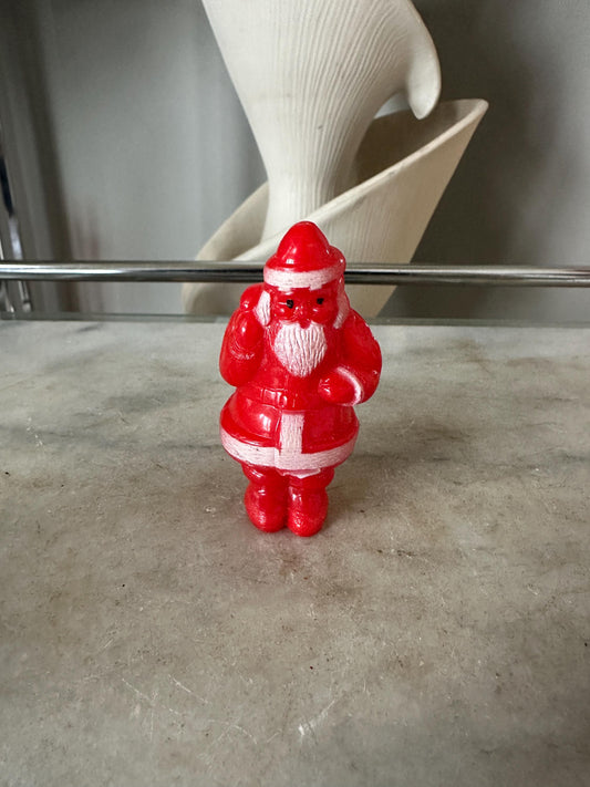 Vintage Santa Claus Celluloid Red Hard Plastic Figure Topper Decor 3 inches high, Kitschmas