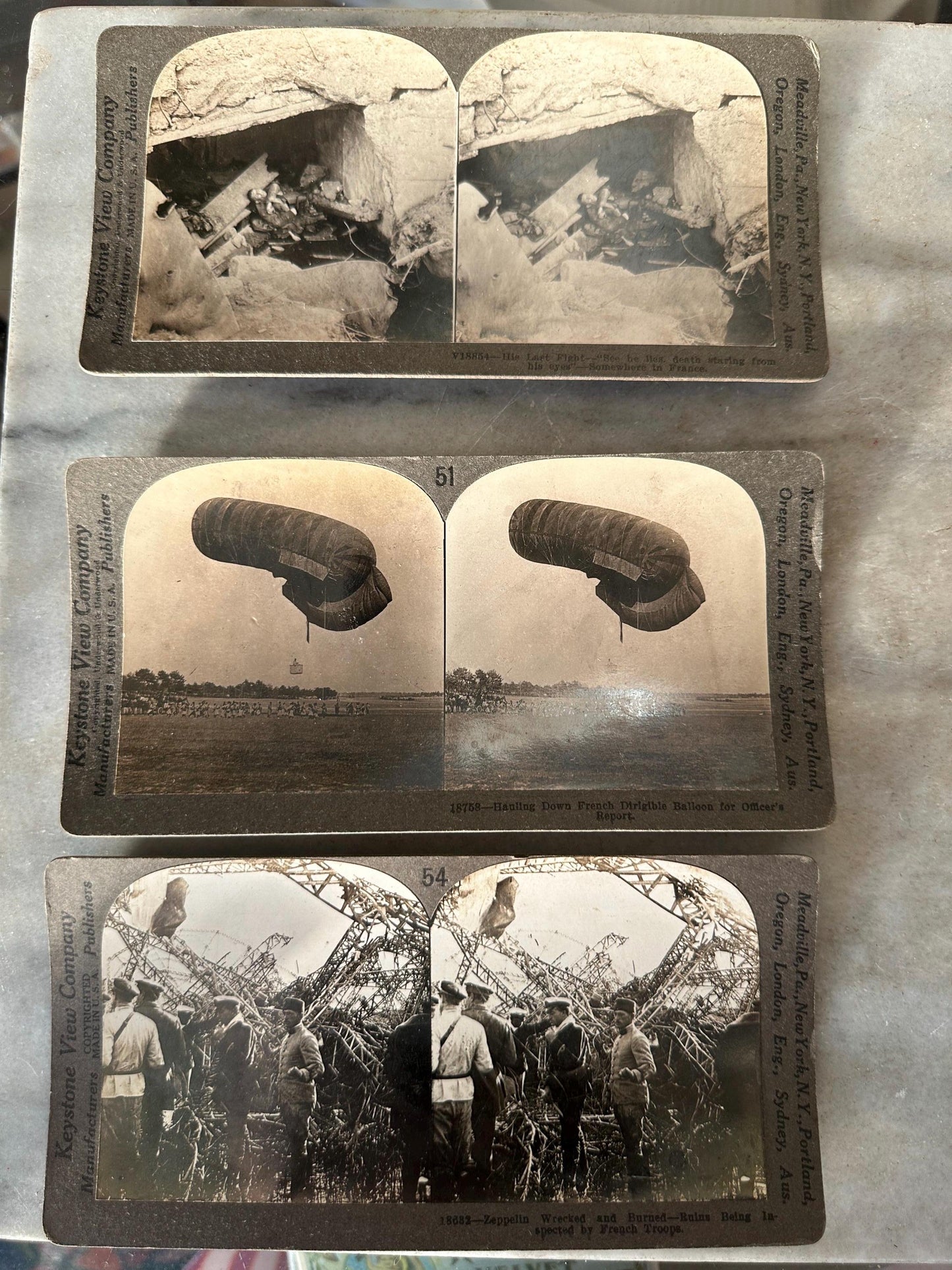 Antique Set of Ten (10) 1900s Keystone Stereoviews WWI War Images