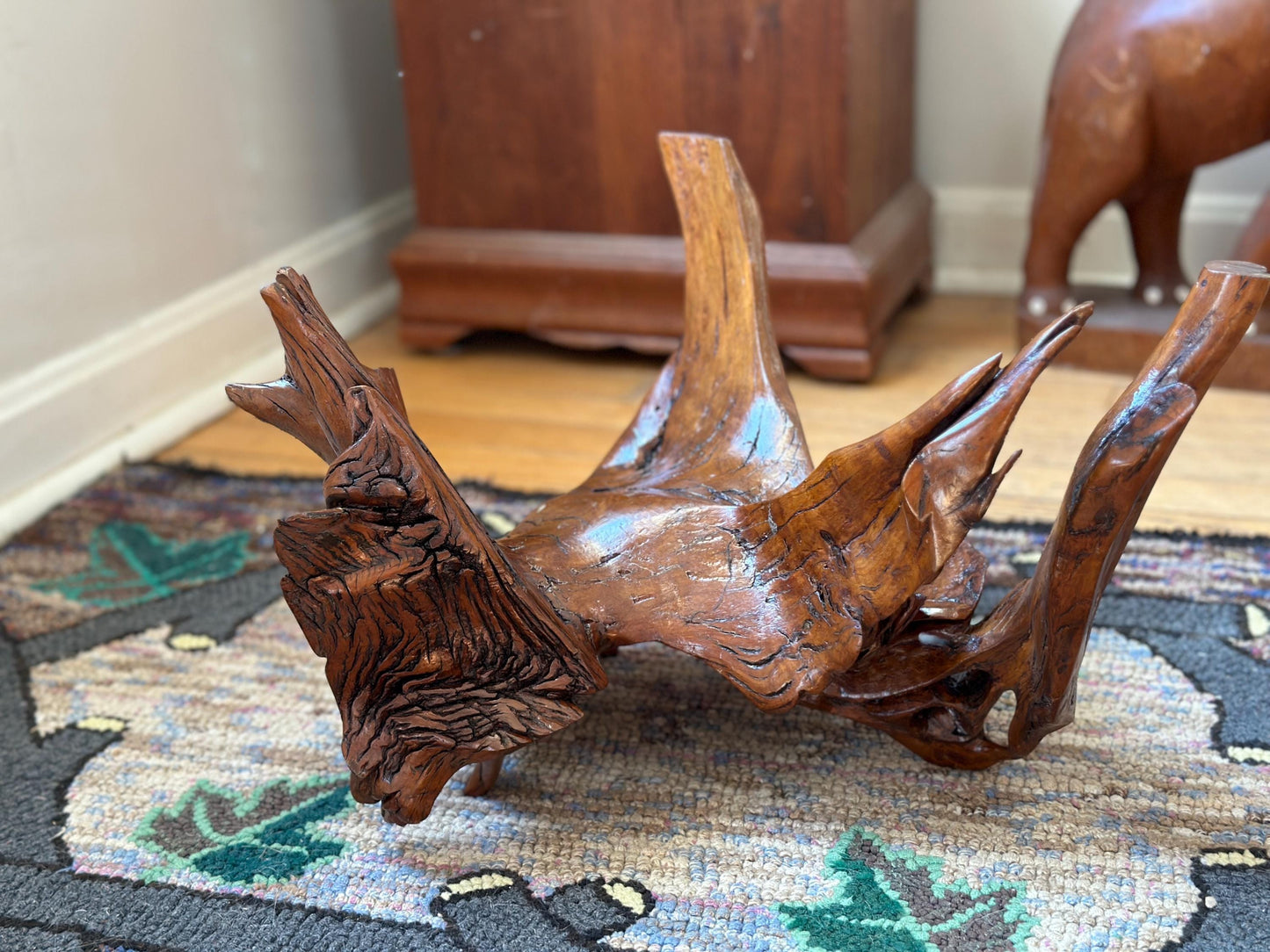 Large Varnished Driftwood Centerpiece: Rustic Coastal Table Art