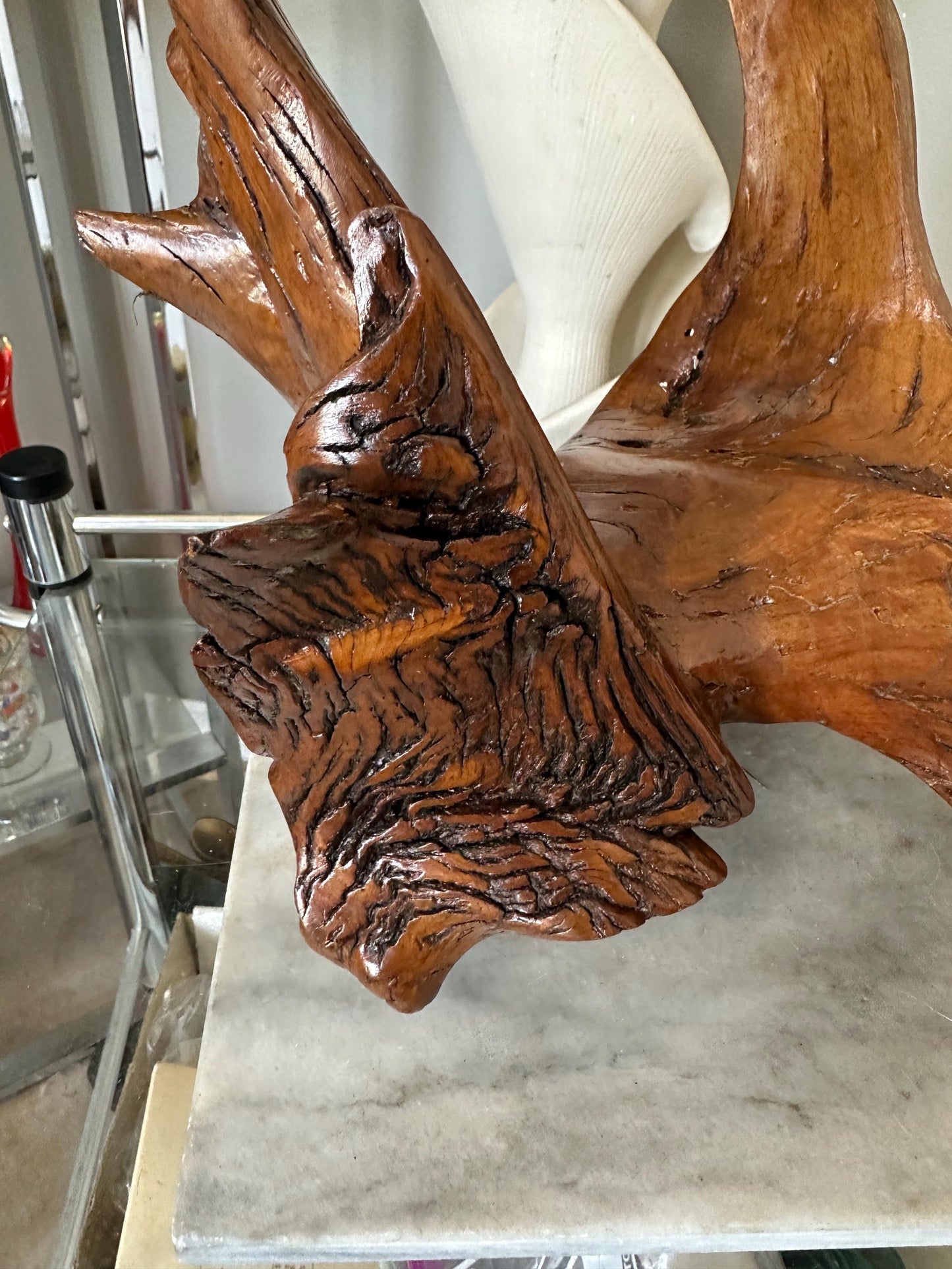 Large Varnished Driftwood Centerpiece: Rustic Coastal Table Art