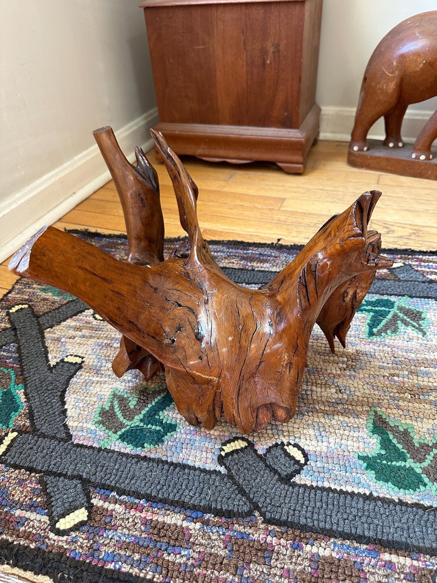 Large Varnished Driftwood Centerpiece: Rustic Coastal Table Art