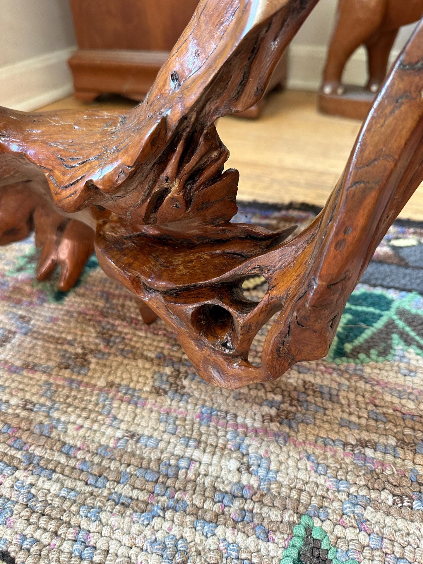 Large Varnished Driftwood Centerpiece: Rustic Coastal Table Art