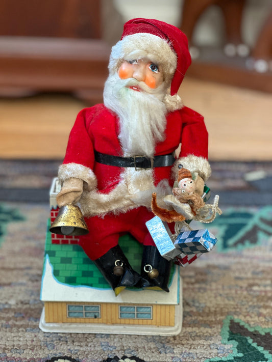 Vintage 1960s Animated Santa Claus Tin Toy Bank - HTTC Japan - For Display