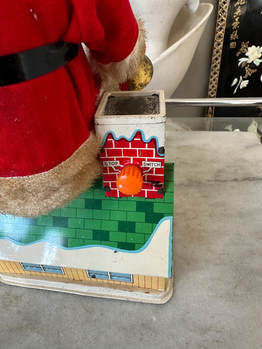 Vintage 1960s Animated Santa Claus Tin Toy Bank - HTTC Japan - For Display
