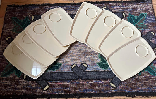 Vintage Mallory Randall Melamine Snack Trays – Mid-Century Modern, Set of 8