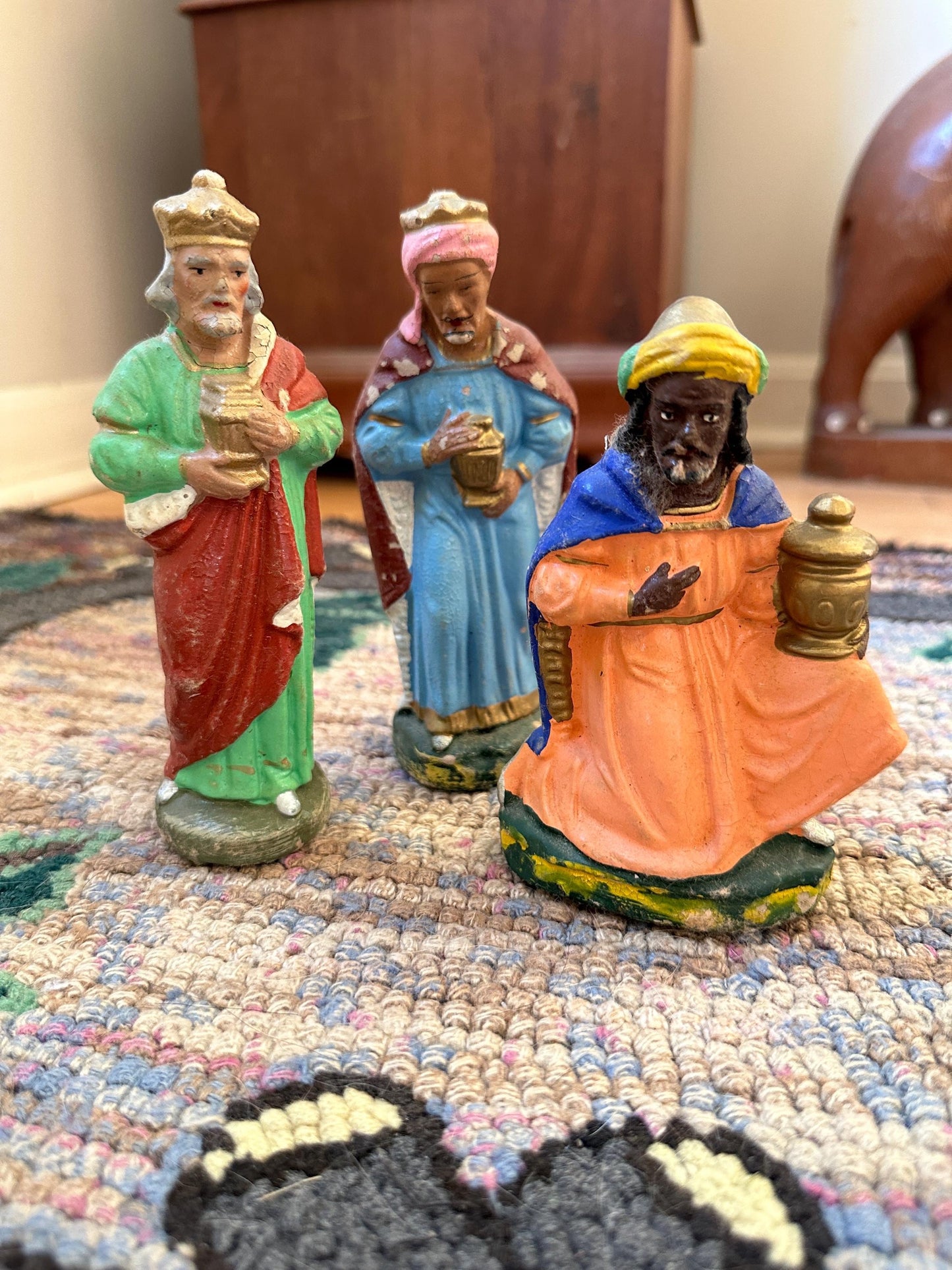 Vintage West Germany Wooden Nativity Set: Hand-Carved Creche & Figures