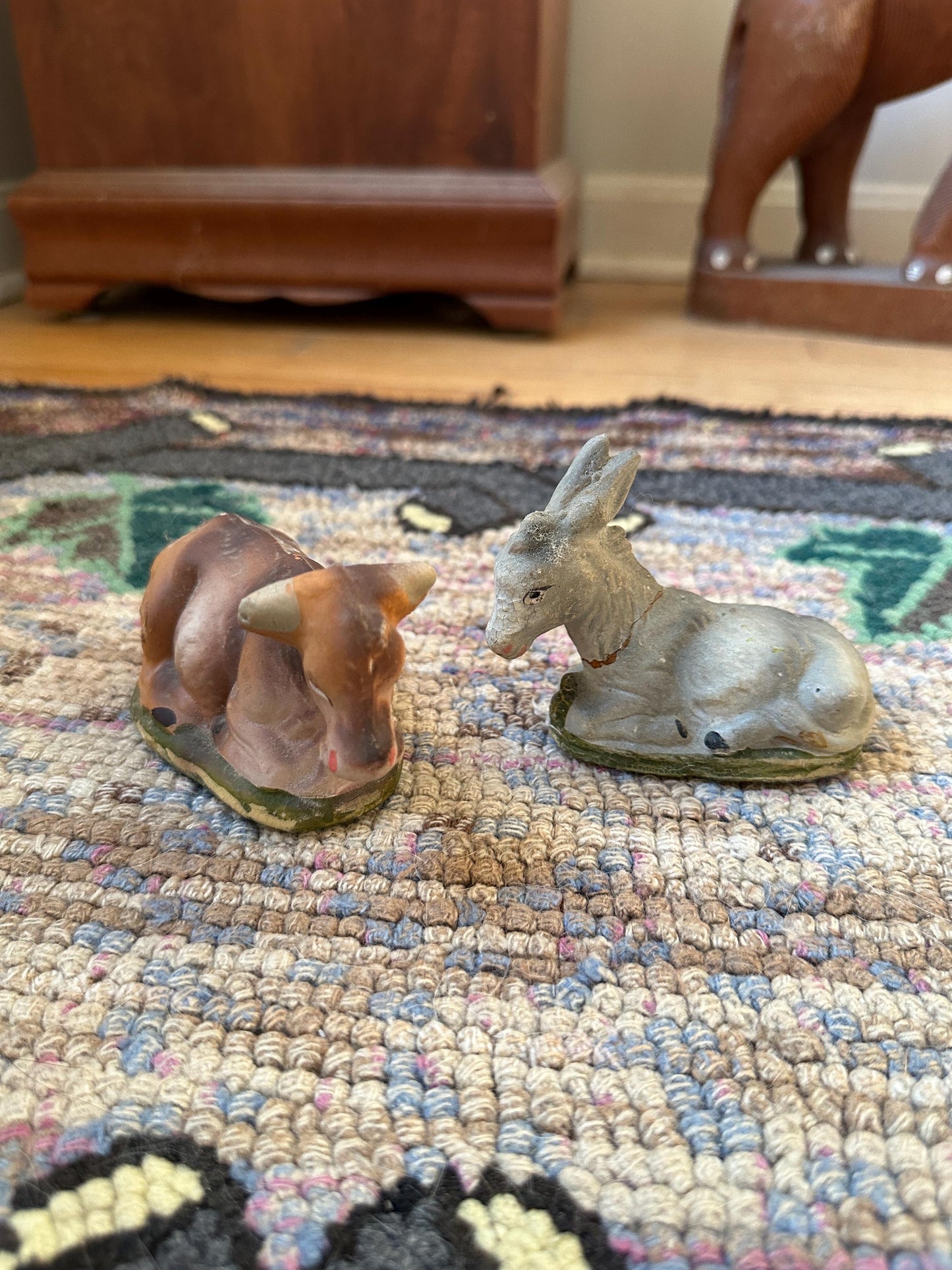 Vintage West Germany Wooden Nativity Set: Hand-Carved Creche & Figures