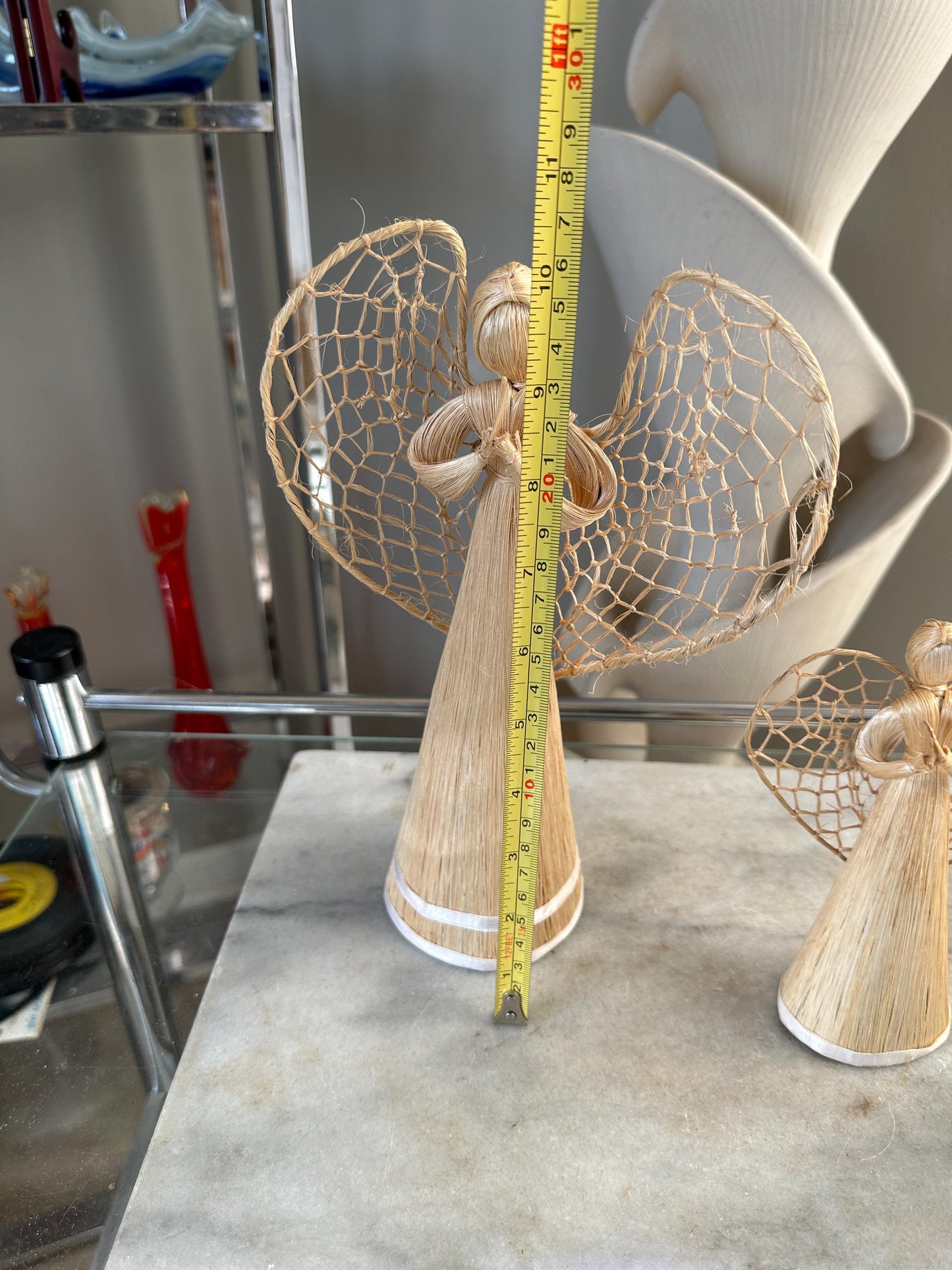 Abaca Angel Ornaments Set: Handmade Philippines Christmas Tree Decorations