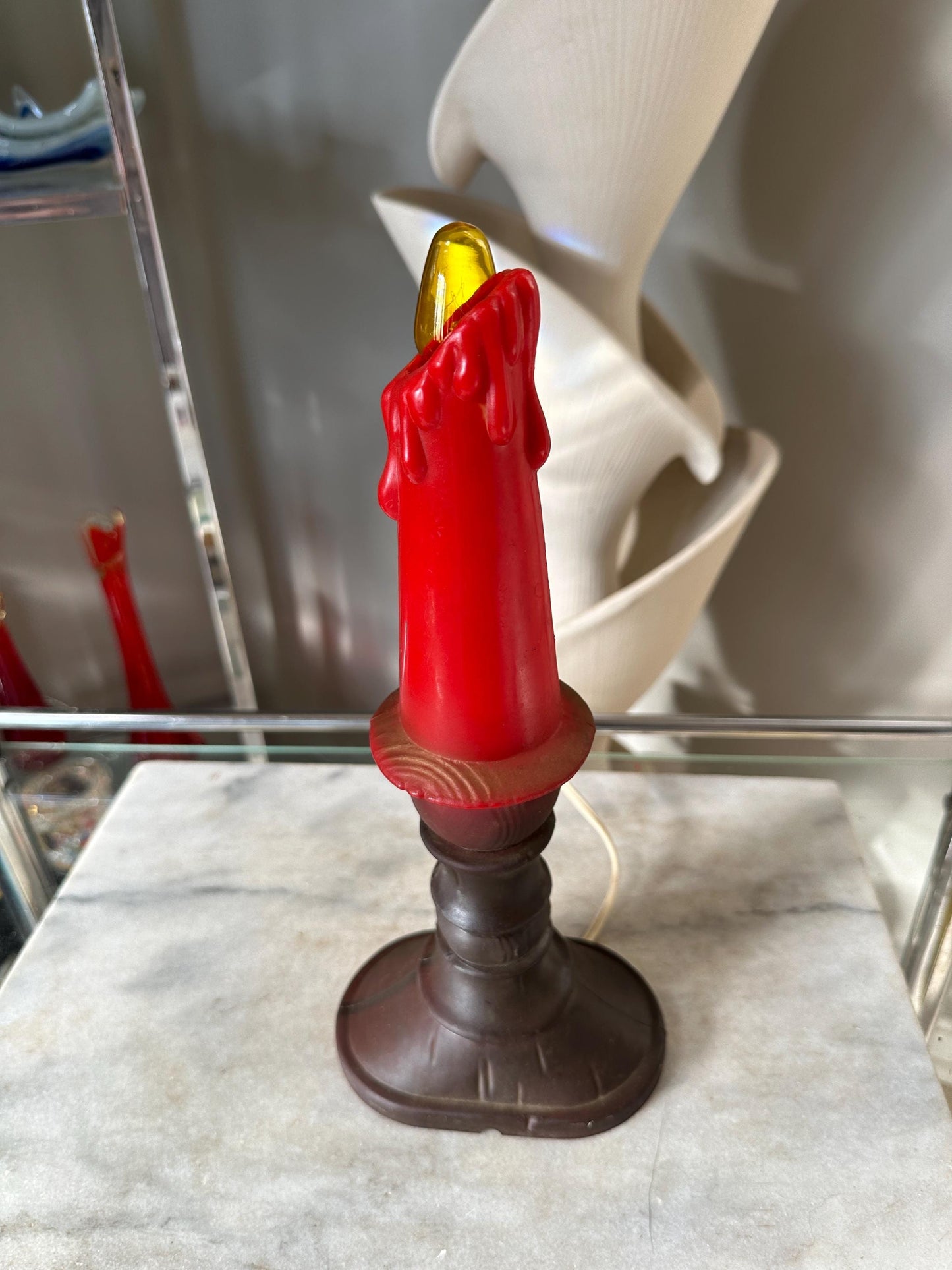 Vintage Union Products Blow Blo Mold Candle 13” Tall Christmas Flame Halloween