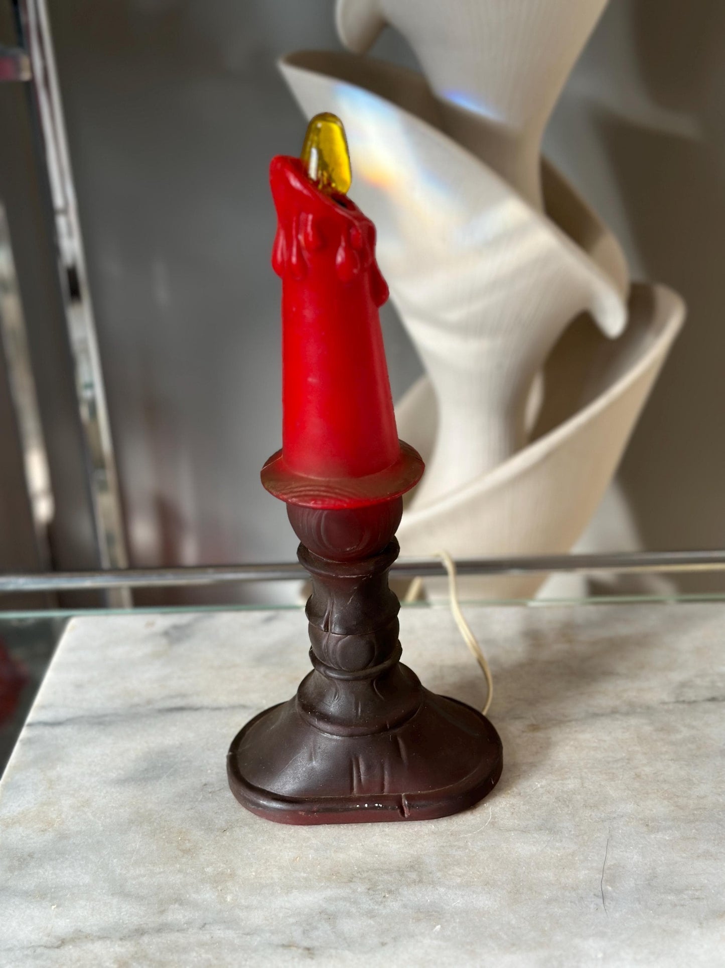 Vintage Union Products Blow Blo Mold Candle 13” Tall Christmas Flame Halloween