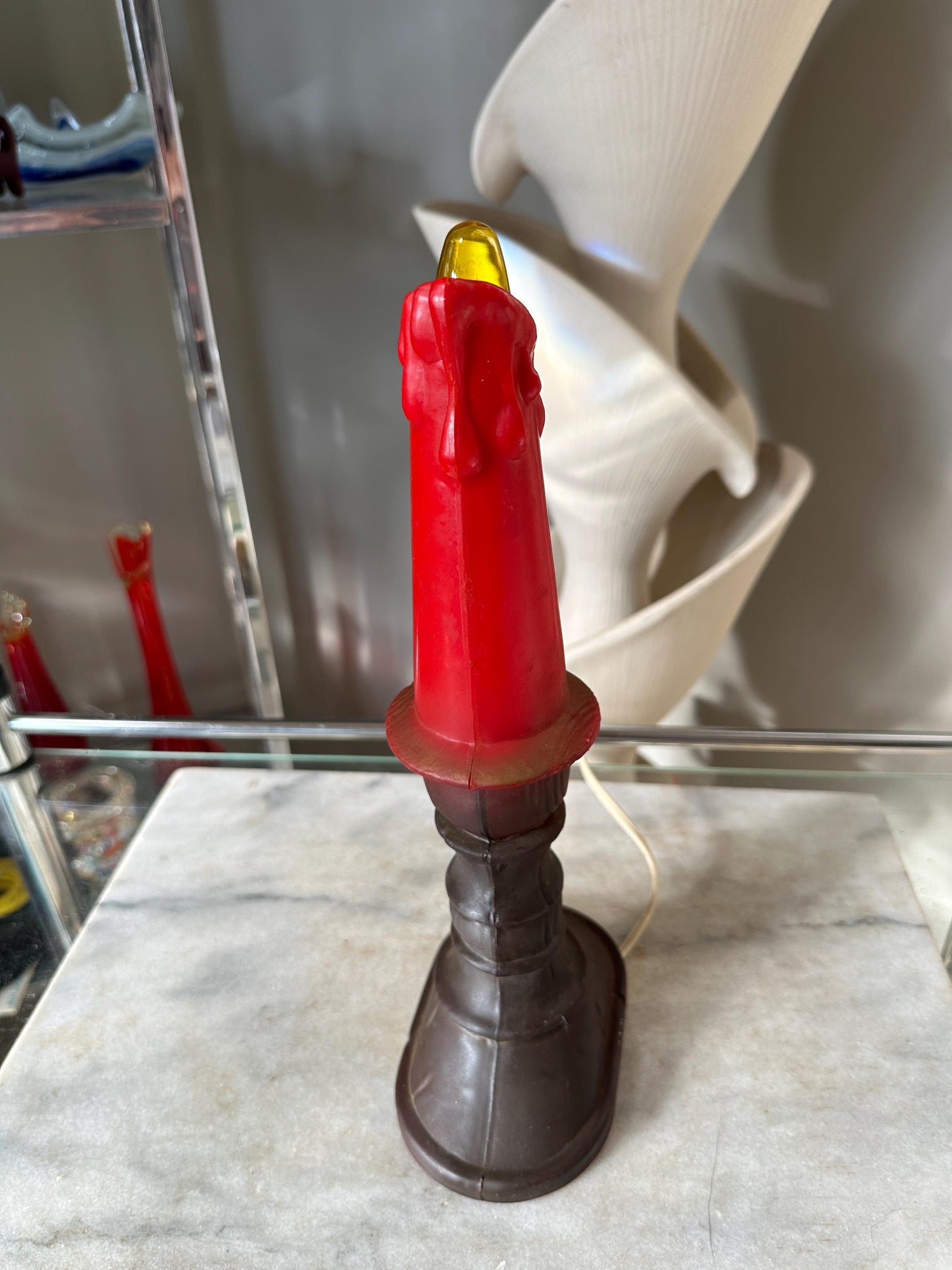 Vintage Union Products Blow Blo Mold Candle 13” Tall Christmas Flame Halloween