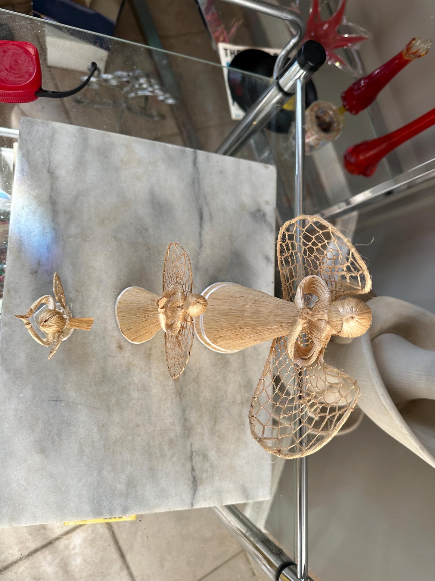 Abaca Angel Ornaments Set: Handmade Philippines Christmas Tree Decorations