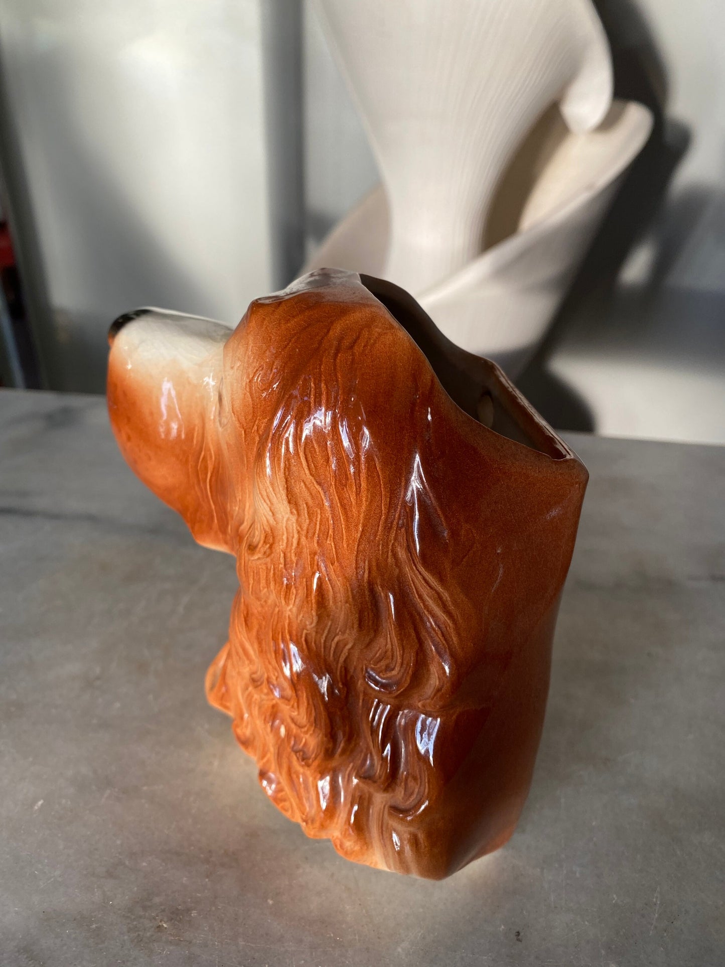 Royal Copley Cocker Spaniel Wall Pocket Vase Planter Ceramic Vintage Dog