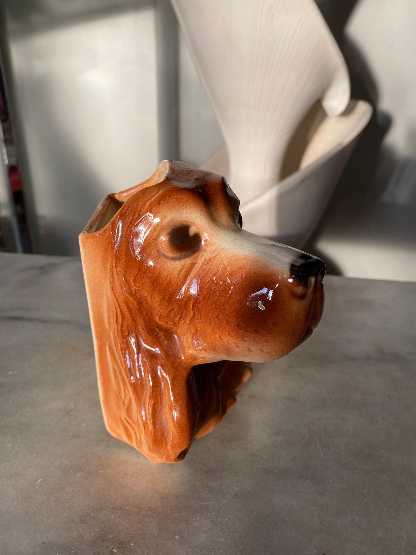 Royal Copley Cocker Spaniel Wall Pocket Vase Planter Ceramic Vintage Dog