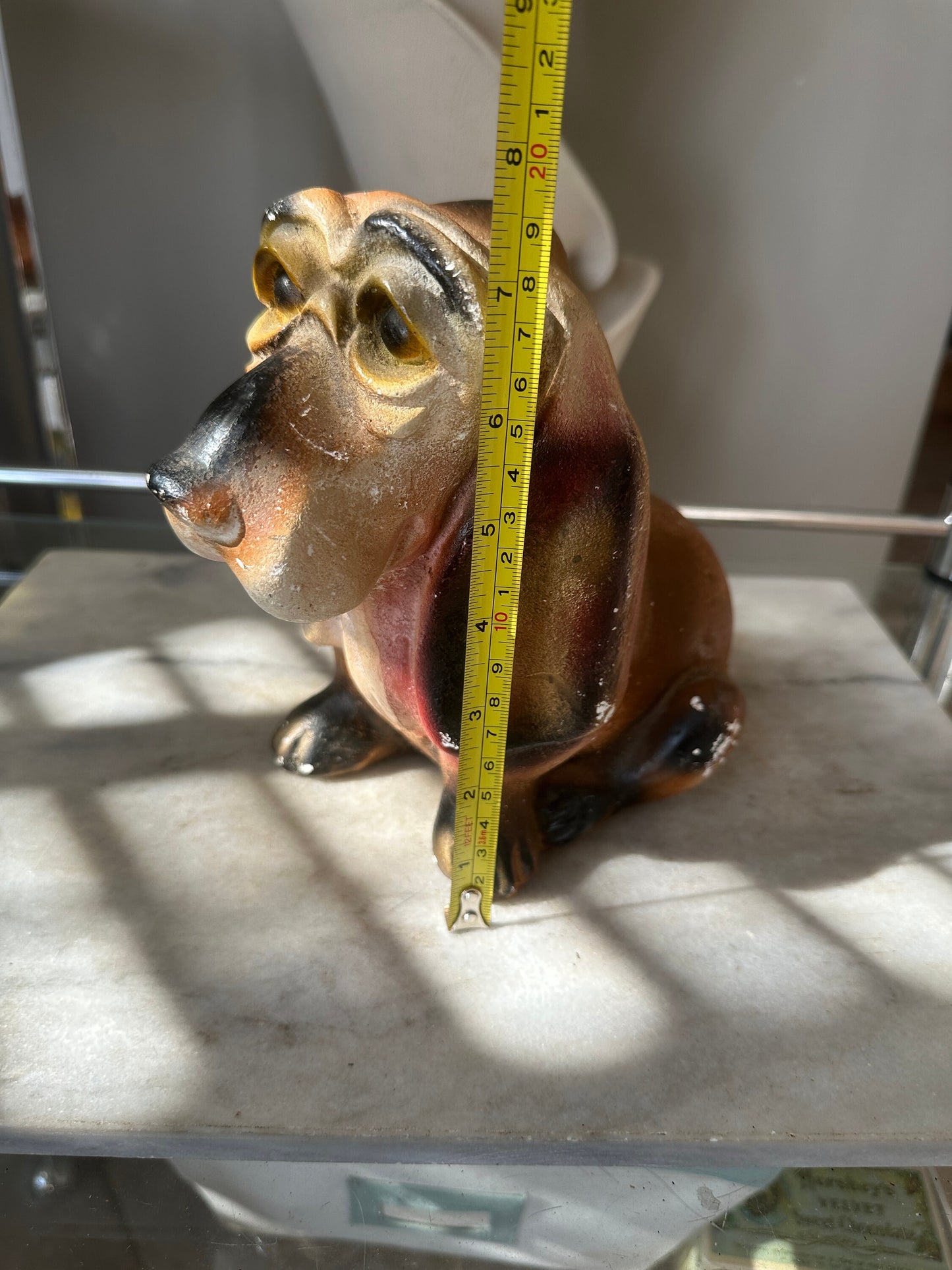 Vintage Chalkware Basset Hound Piggy Bank: 1940s Carnival Prize