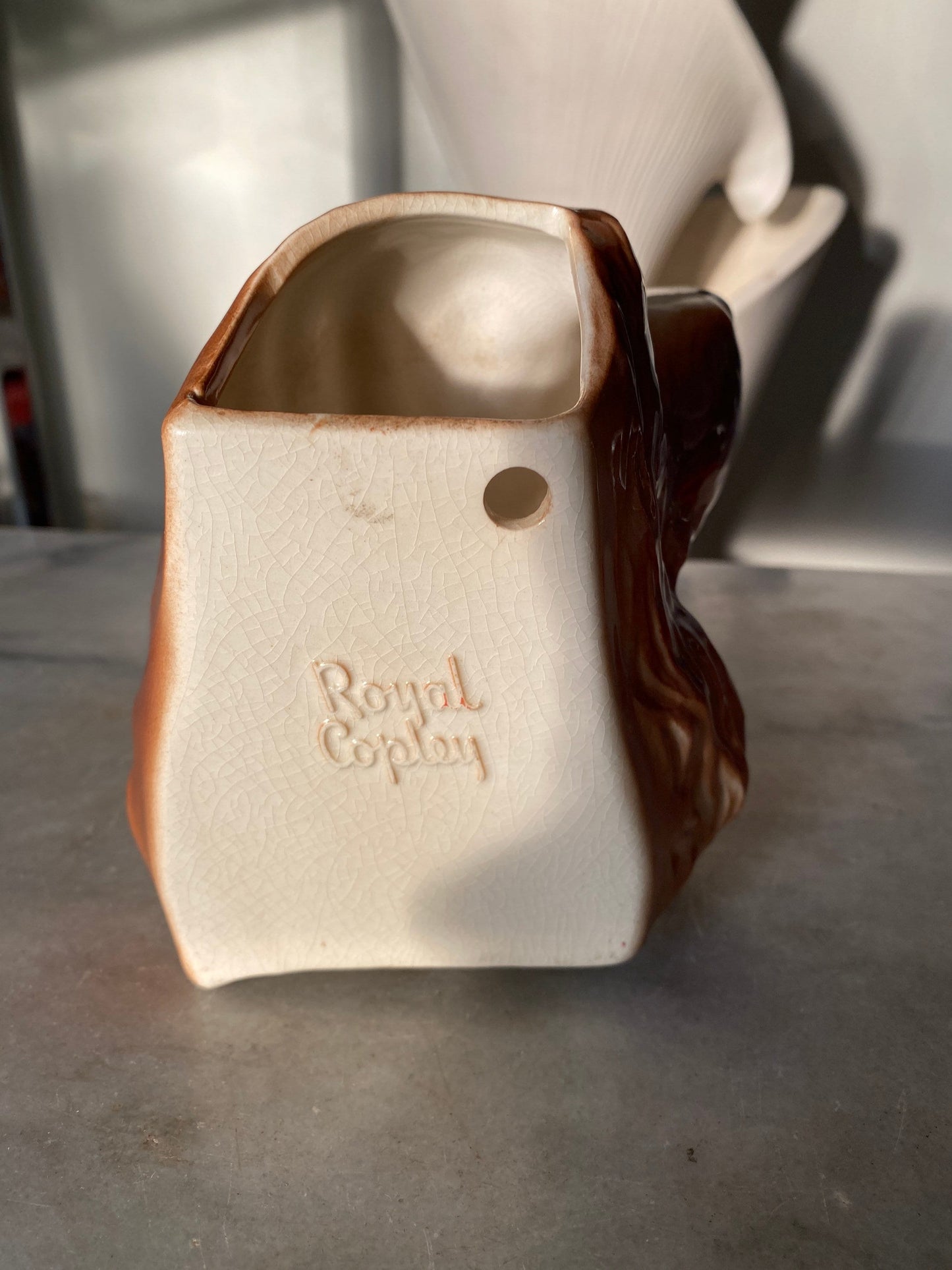Royal Copley Cocker Spaniel Wall Pocket Vase Planter Ceramic Vintage Dog