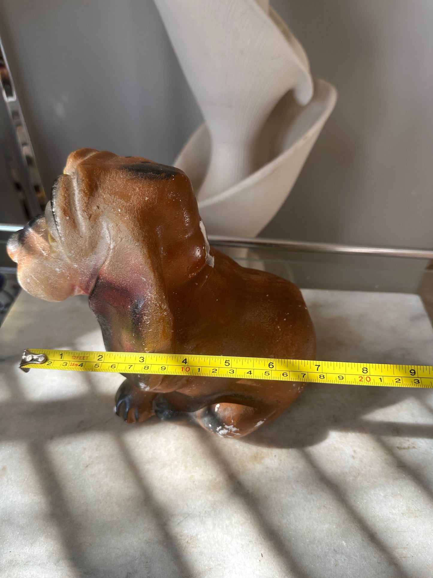 Vintage Chalkware Basset Hound Piggy Bank: 1940s Carnival Prize