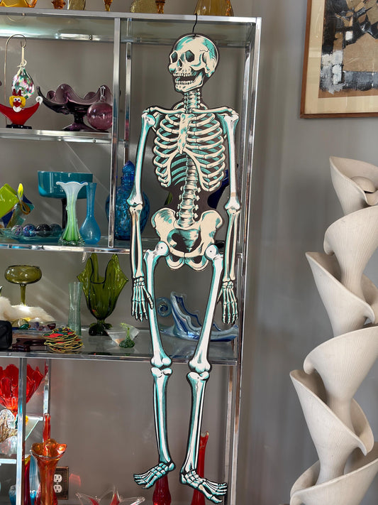 Vintage c.1960 Beistle Halloween Skeleton - 55" Jointed Die Cut - Classic Dangling Decor