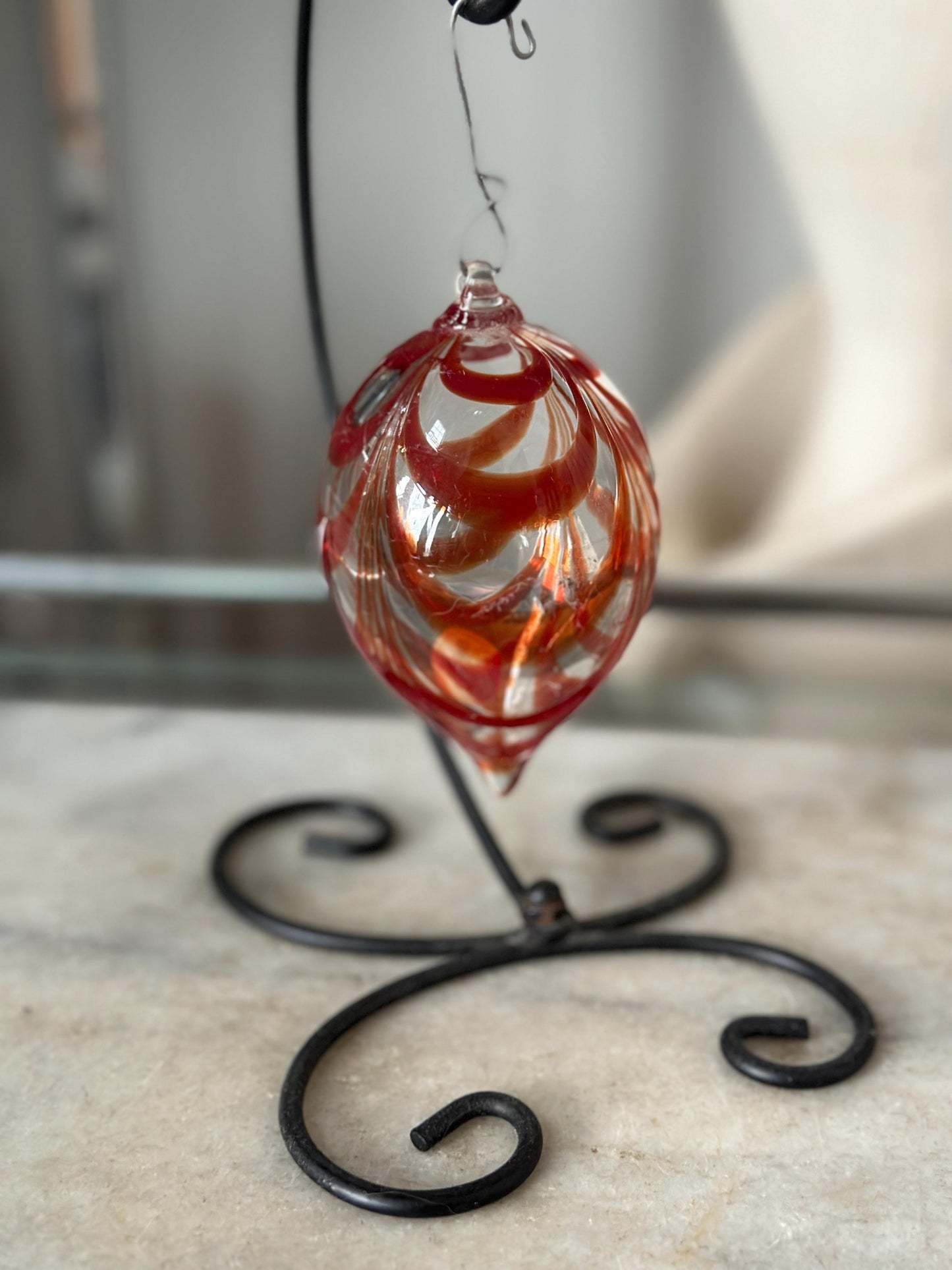 Vintage MOMA Hand Blown Art Glass Ornament | Amber Art Glass Ornament