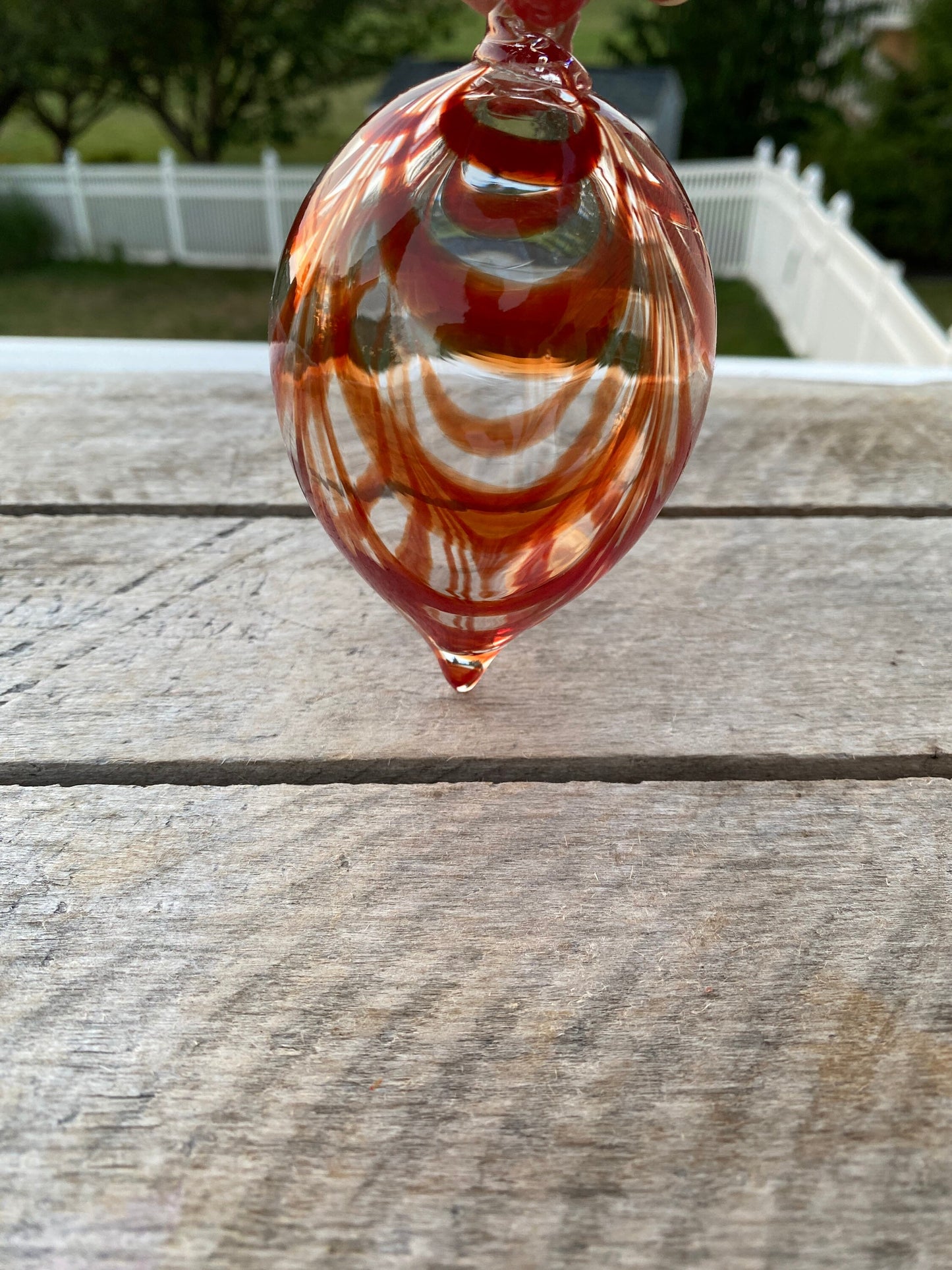 Vintage MOMA Hand Blown Art Glass Ornament | Amber Art Glass Ornament
