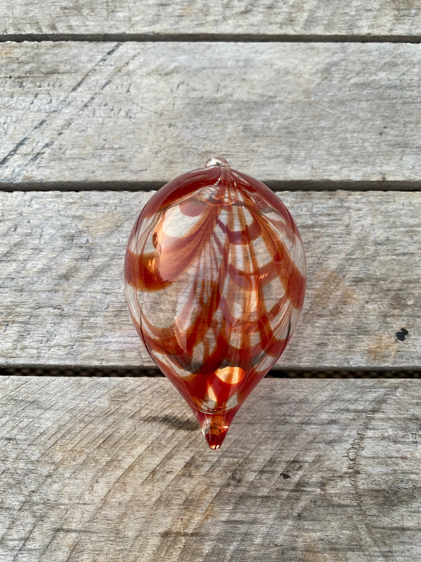 Vintage MOMA Hand Blown Art Glass Ornament | Amber Art Glass Ornament