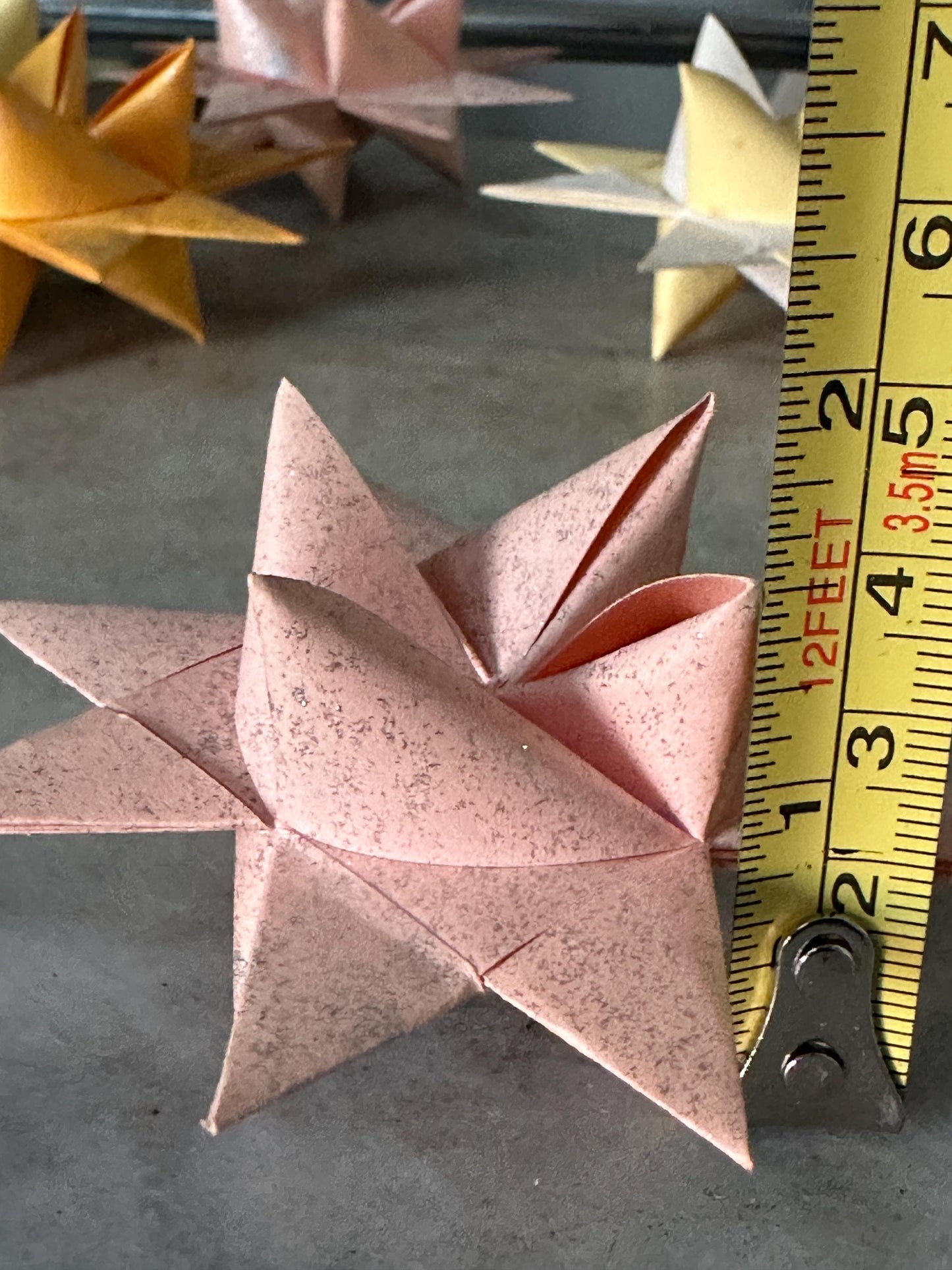 Pastel Moravian Star Christmas Ornaments - Glitter Paper, Handmade Set of 12
