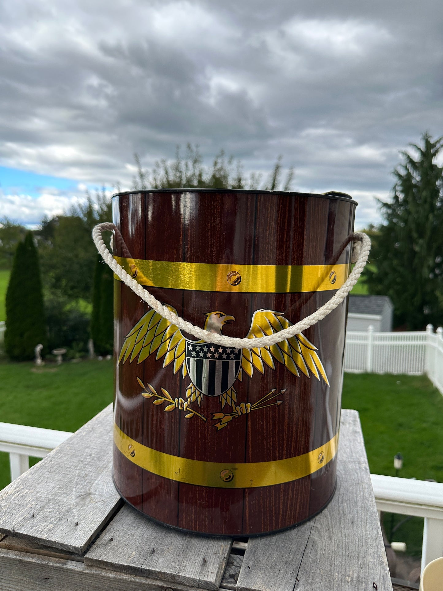 Vintage 1967 Metal Eagle Drum Cooler – Retro Carry Cooler, Movie Prop