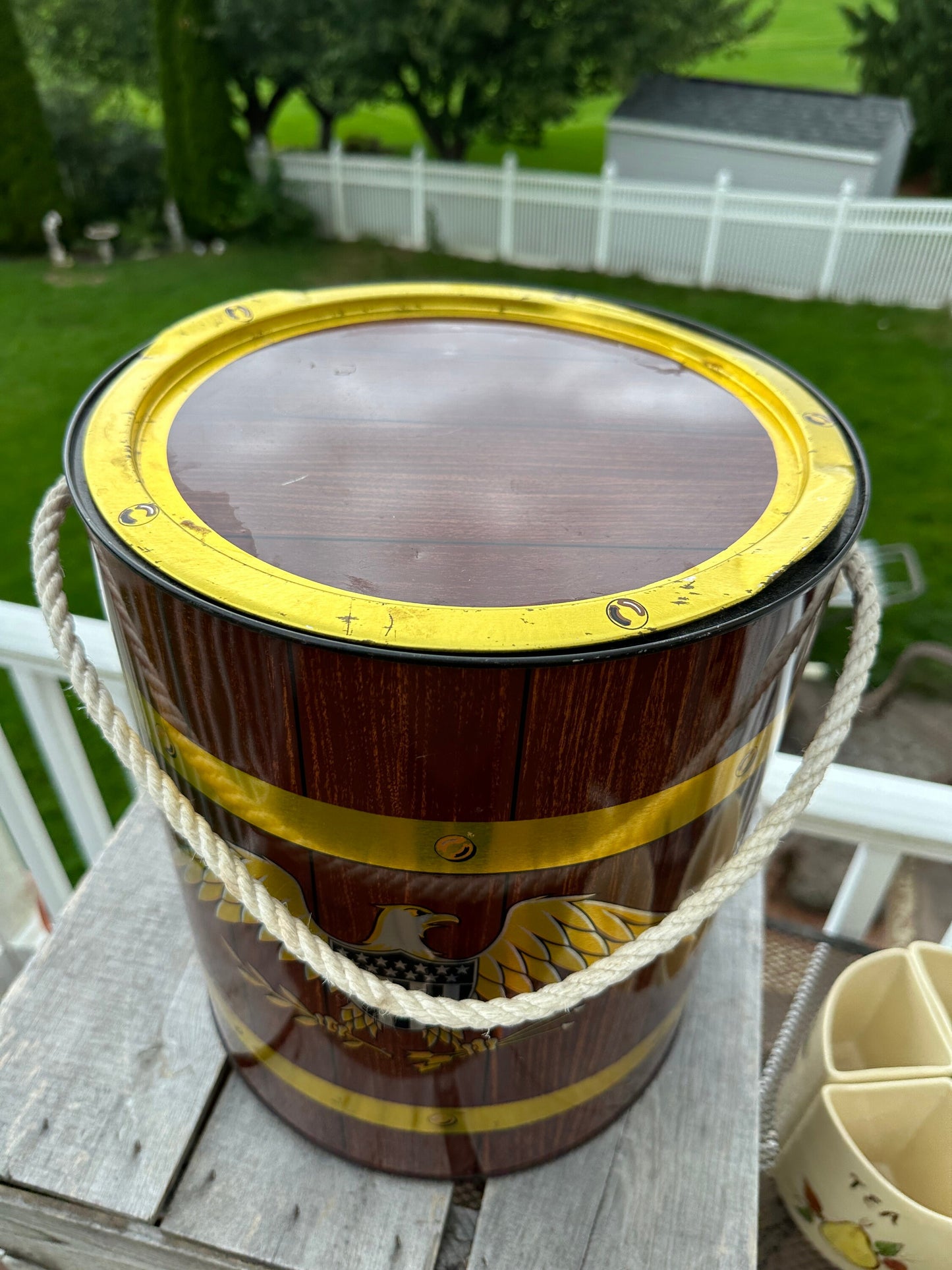 Vintage 1967 Metal Eagle Drum Cooler – Retro Carry Cooler, Movie Prop