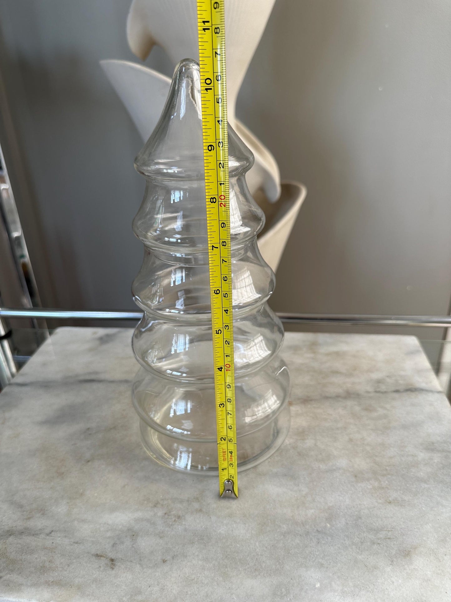 Vintage Christmas Tree Candy Dish: Large Clear Glass Apothecary Jar