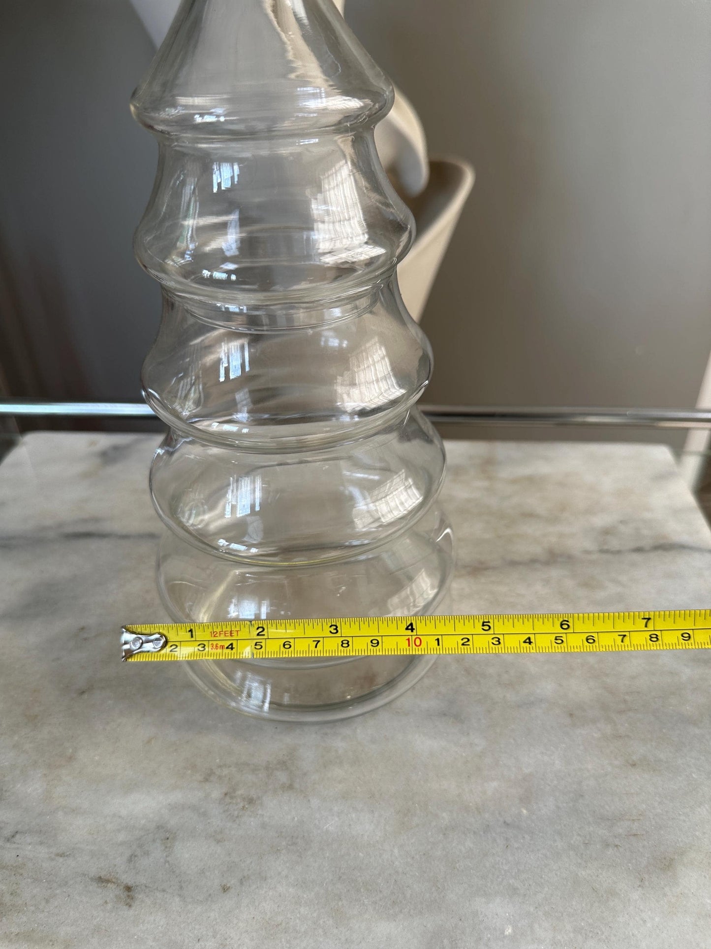 Vintage Christmas Tree Candy Dish: Large Clear Glass Apothecary Jar