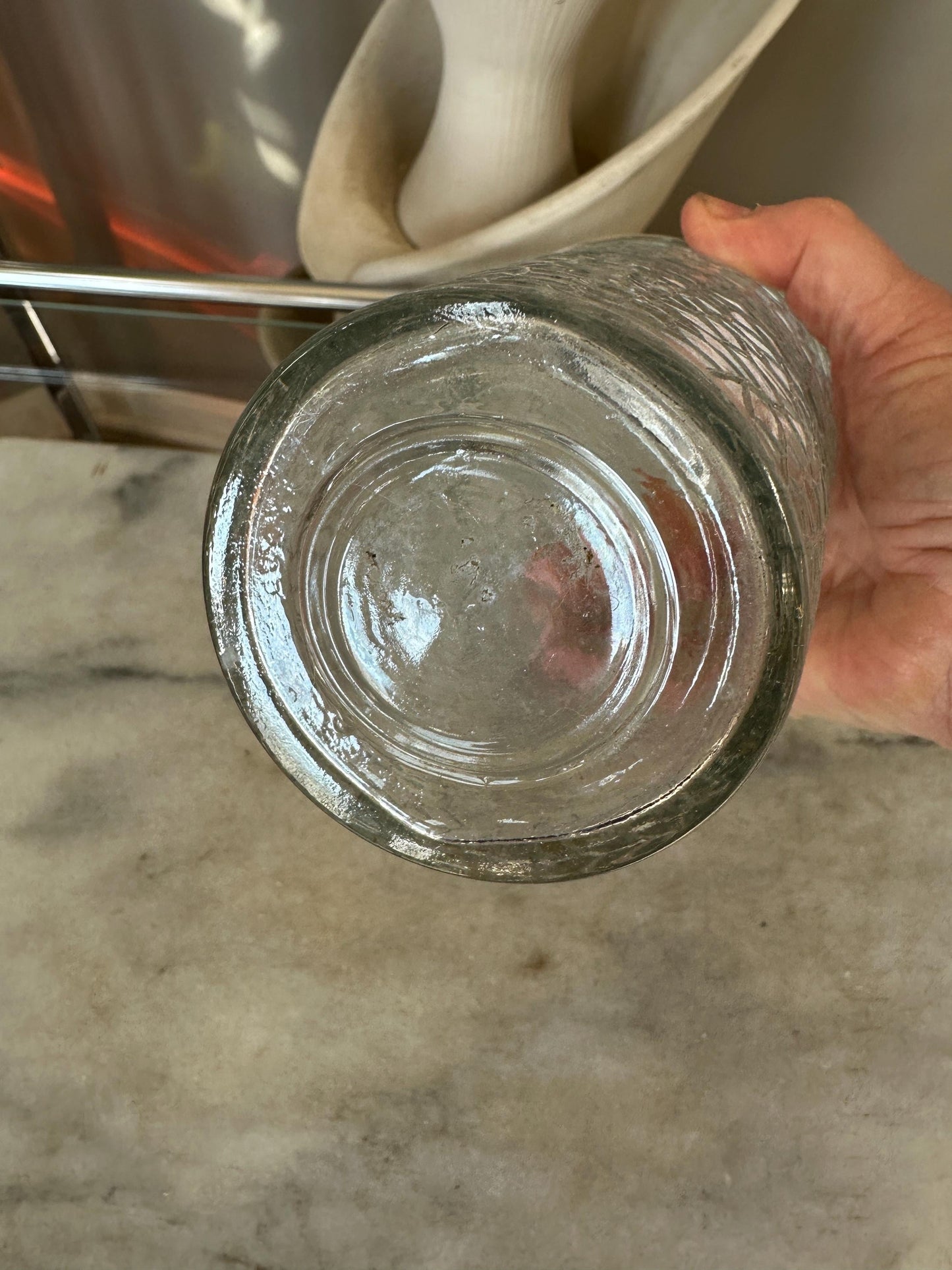 Vintage Crackle Glass Cocktail Shaker: Mid-Century Modern Barware