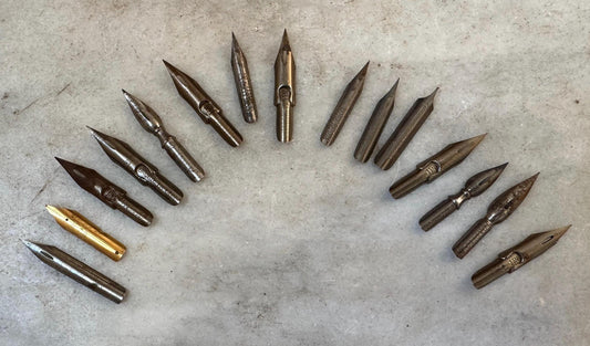 15 pc Quill Pen Calligraphy Tips Nibs by Hunt Resterbrook Gillott or Shirley's