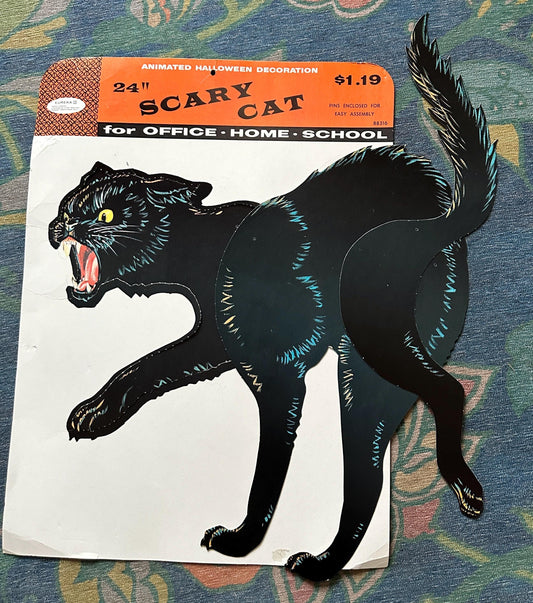 Vintage Eureka Halloween 24” Animated Black Scary Cat W/ Original Packaging VG