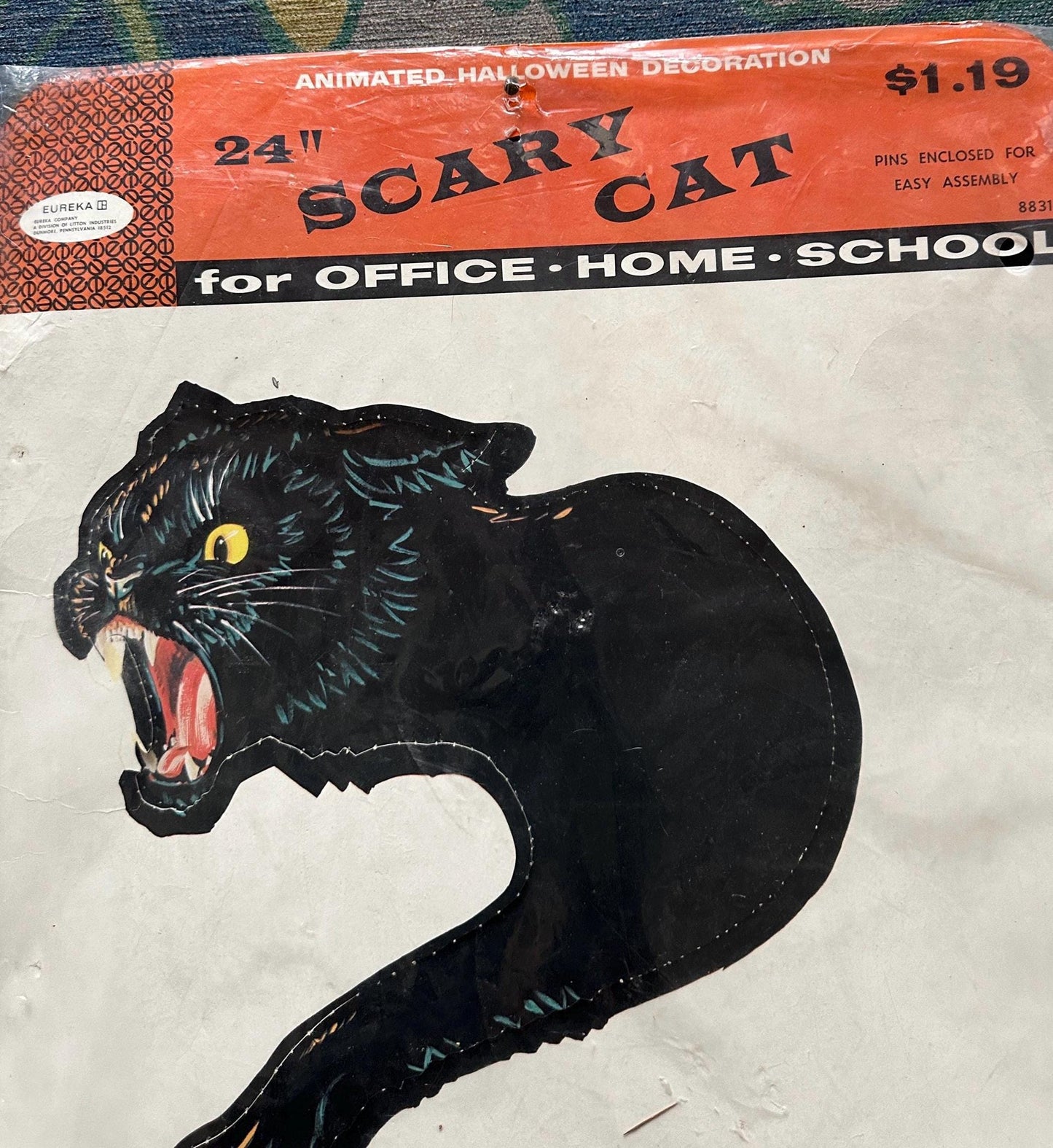Vintage Eureka Halloween 24” Animated Black Scary Cat W/ Original Packaging VG