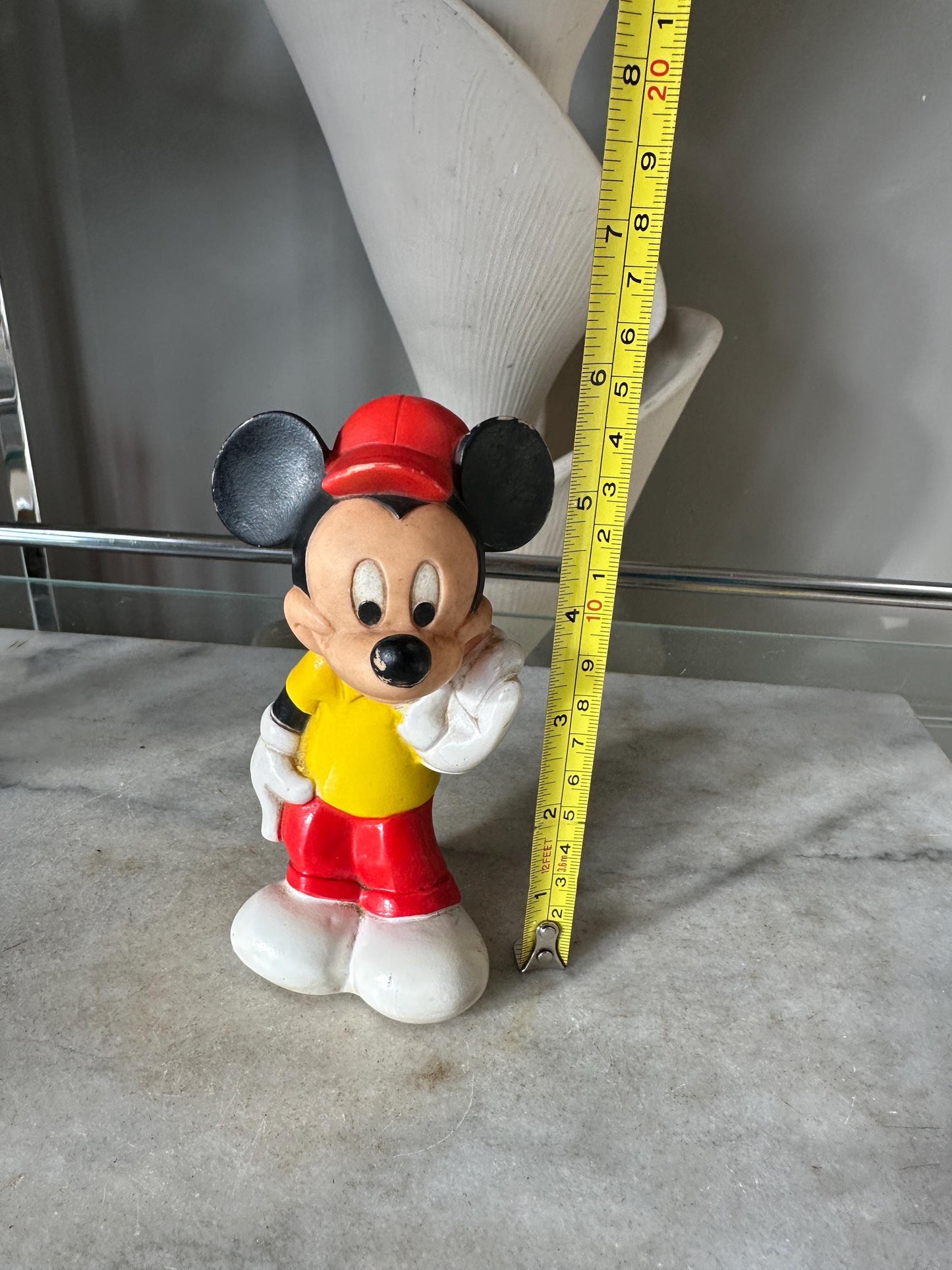 Vintage Mickey Mouse Toy Collection: 1960s Bank, Rubber Toy, 1970s Poseable Figure