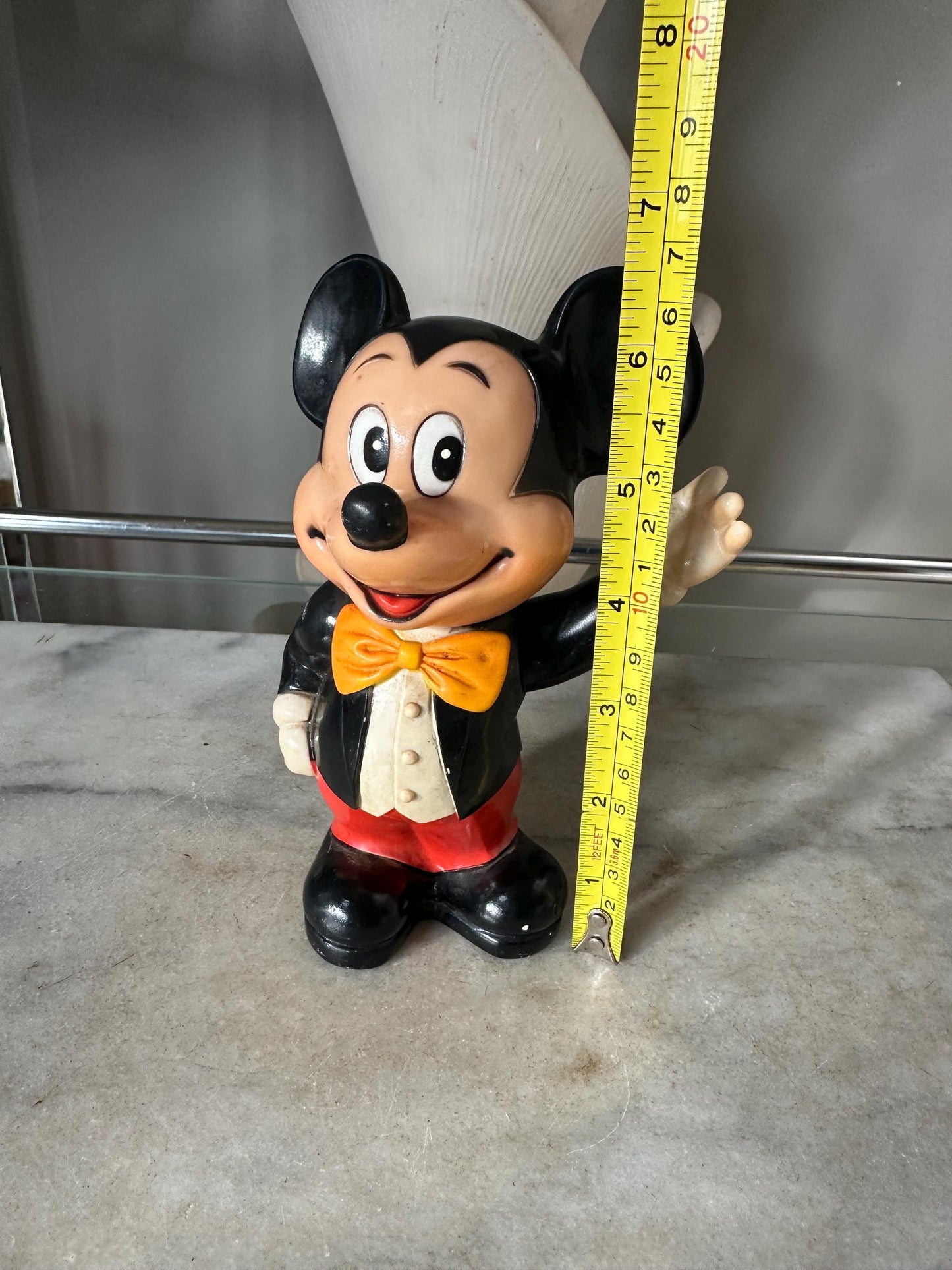 Vintage Mickey Mouse Toy Collection: 1960s Bank, Rubber Toy, 1970s Poseable Figure