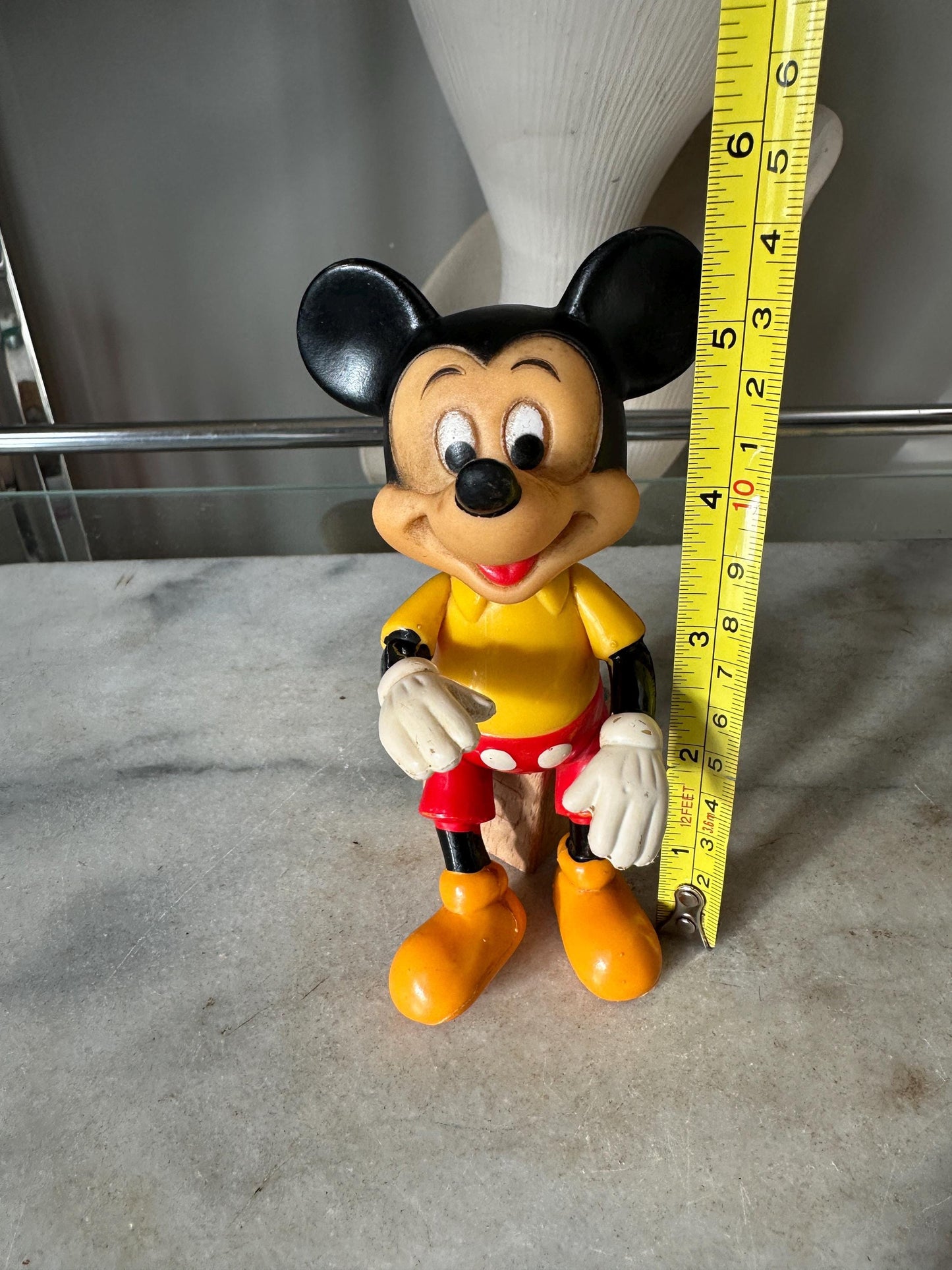 Vintage Mickey Mouse Toy Collection: 1960s Bank, Rubber Toy, 1970s Poseable Figure