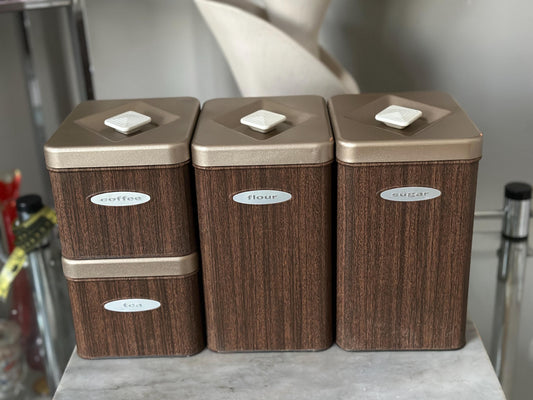 Vintage Masterware Canette Canister Set: 1950s Retro Kitchen Storage