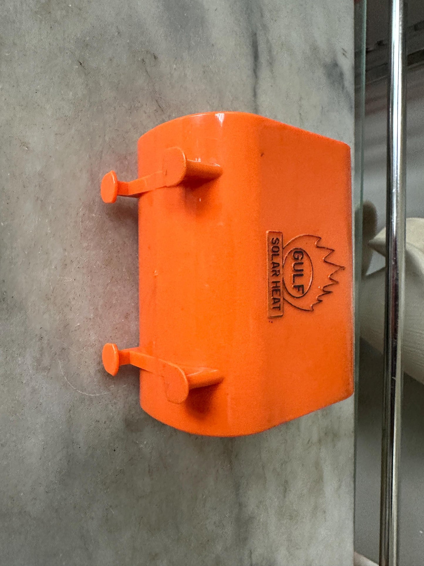 Vintage Gulf Oil Coin Bank: Middletown Ice & Coal Promo, Orange Plastic