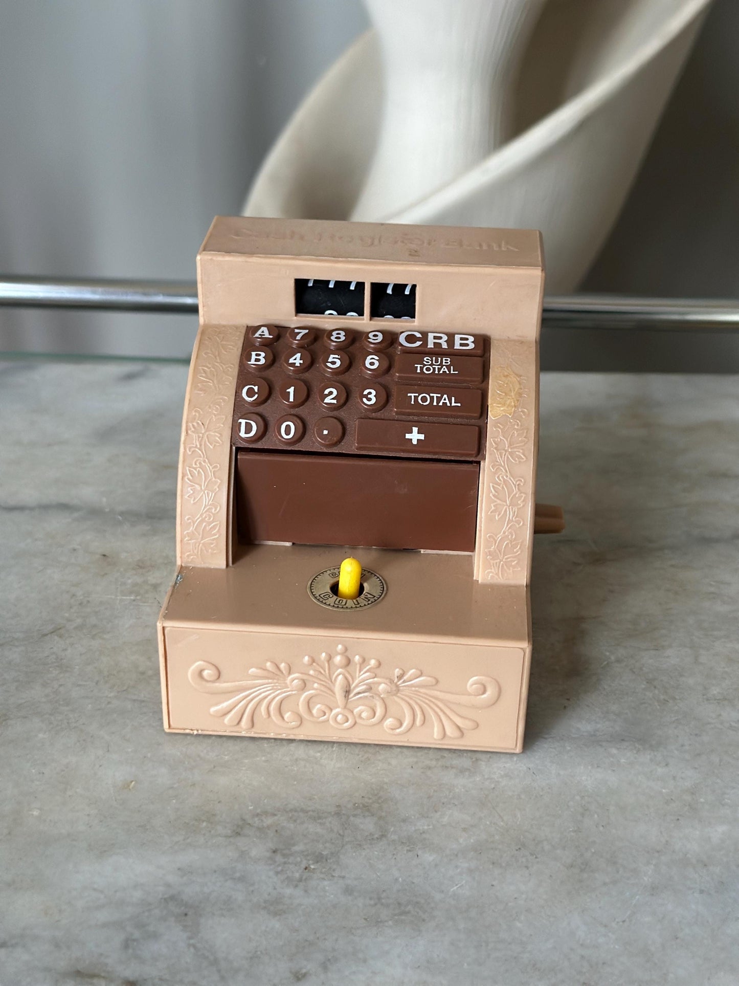Vintage Wind-Up Cash Register Bank: 1970s Retro Coin Toy