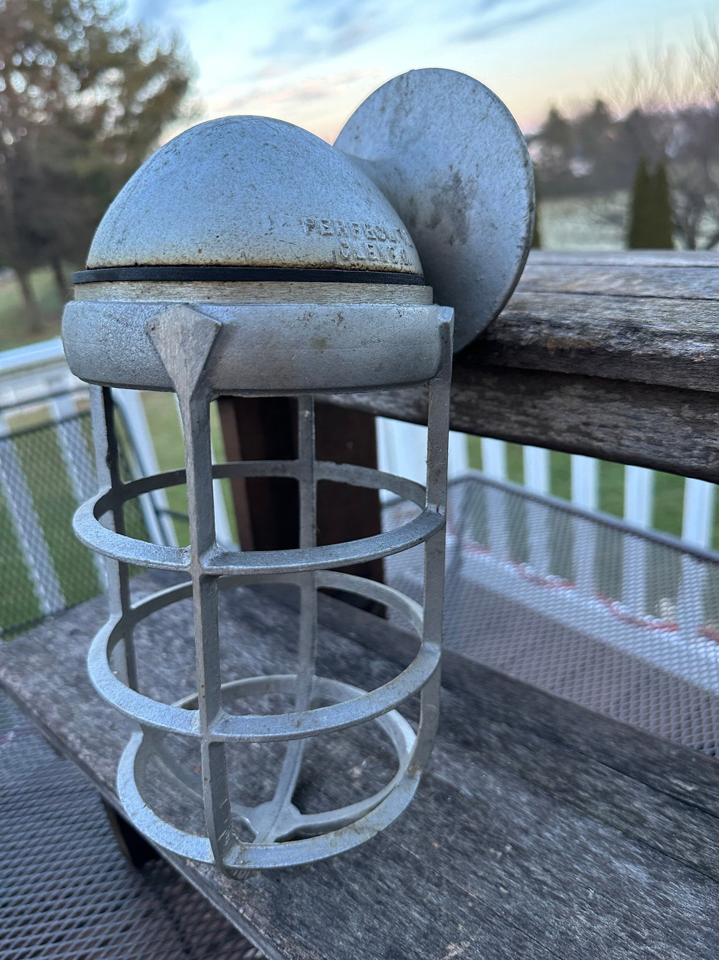 1950s PERFECLITE Aluminum Cage Light - MCM Industrial Vapor Proof Wall Mount