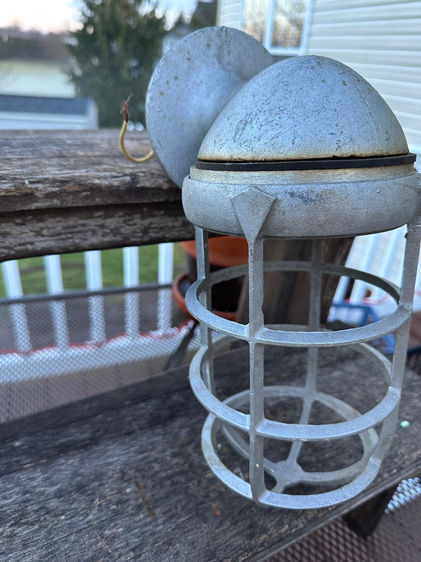1950s PERFECLITE Aluminum Cage Light - MCM Industrial Vapor Proof Wall Mount