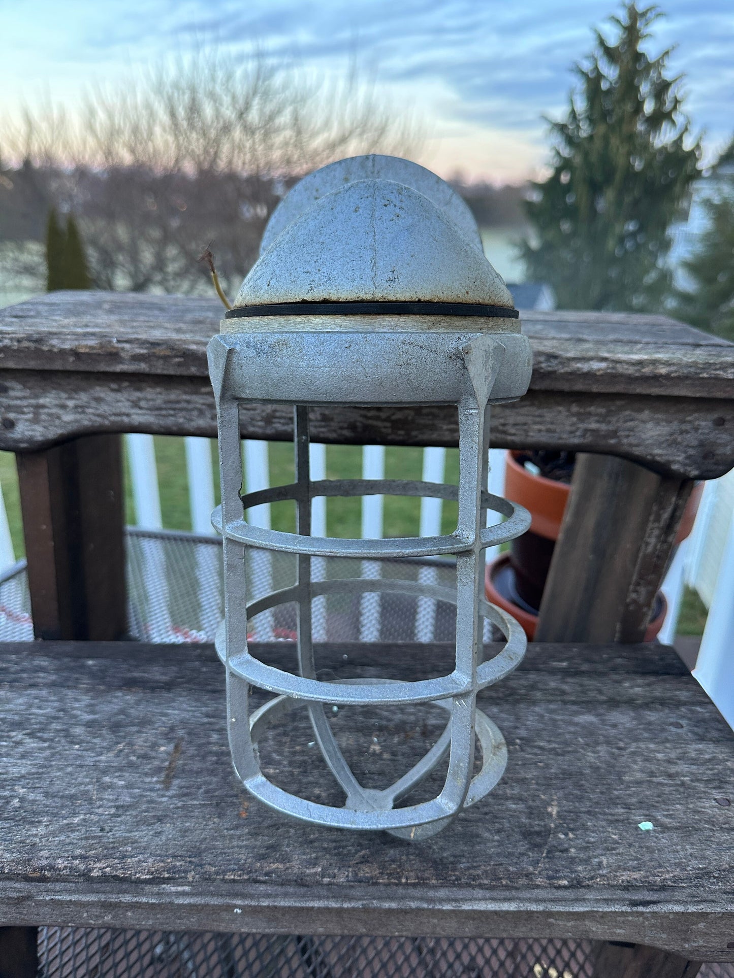 1950s PERFECLITE Aluminum Cage Light - MCM Industrial Vapor Proof Wall Mount