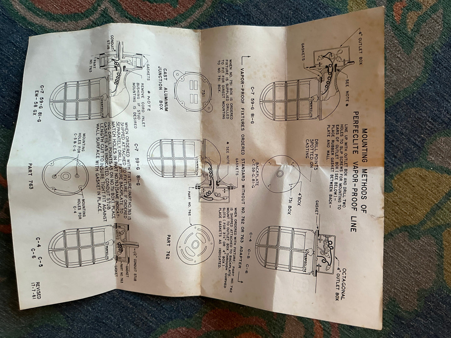 1950s PERFECLITE Aluminum Cage Light - MCM Industrial Vapor Proof Wall Mount