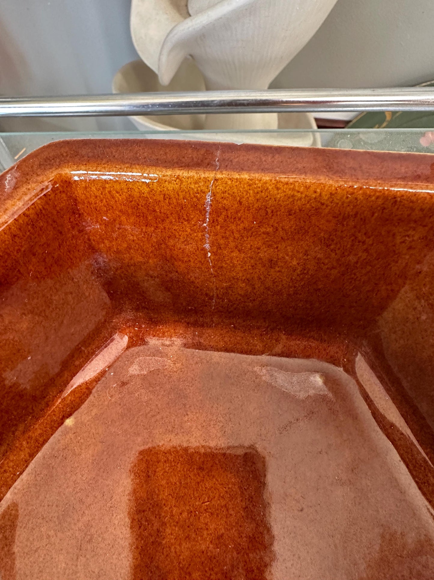 Vintage Haeger Pottery Planter: Brown Drip Glaze Hexagon Pot