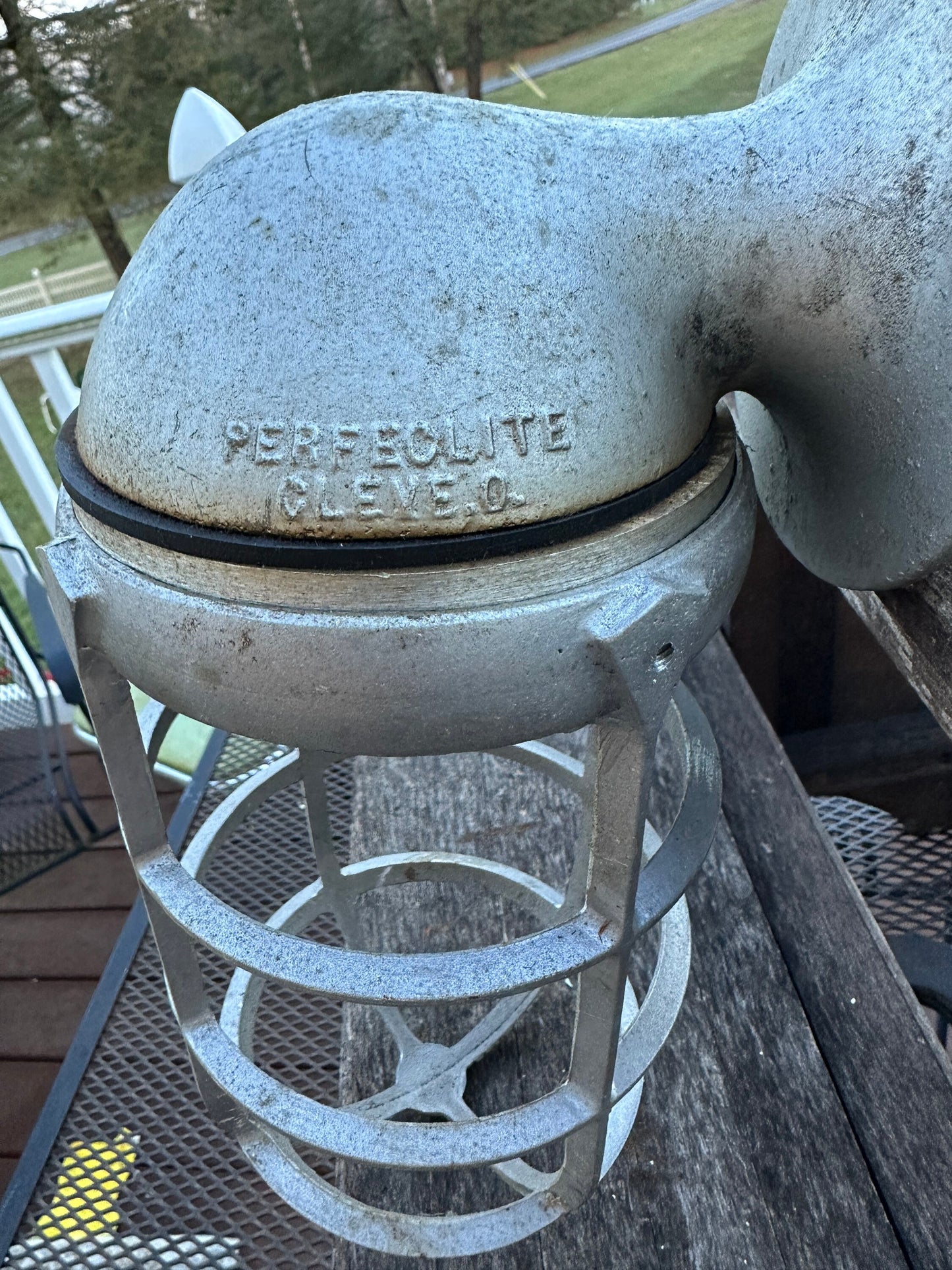 1950s PERFECLITE Aluminum Cage Light - MCM Industrial Vapor Proof Wall Mount