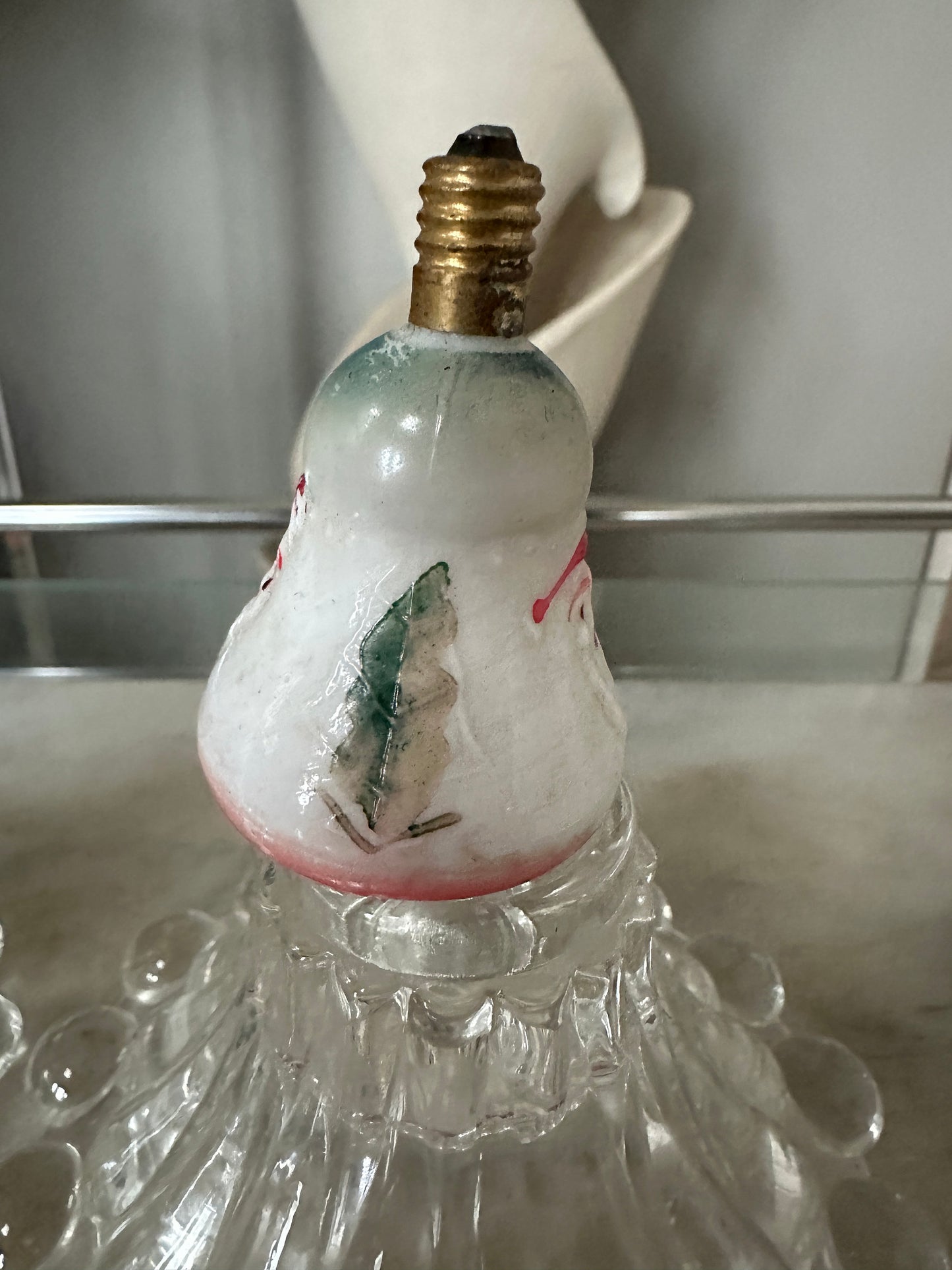 Antique 1930s Santa Milk Glass Christmas Light Bulbs, Set of 2 bulbs