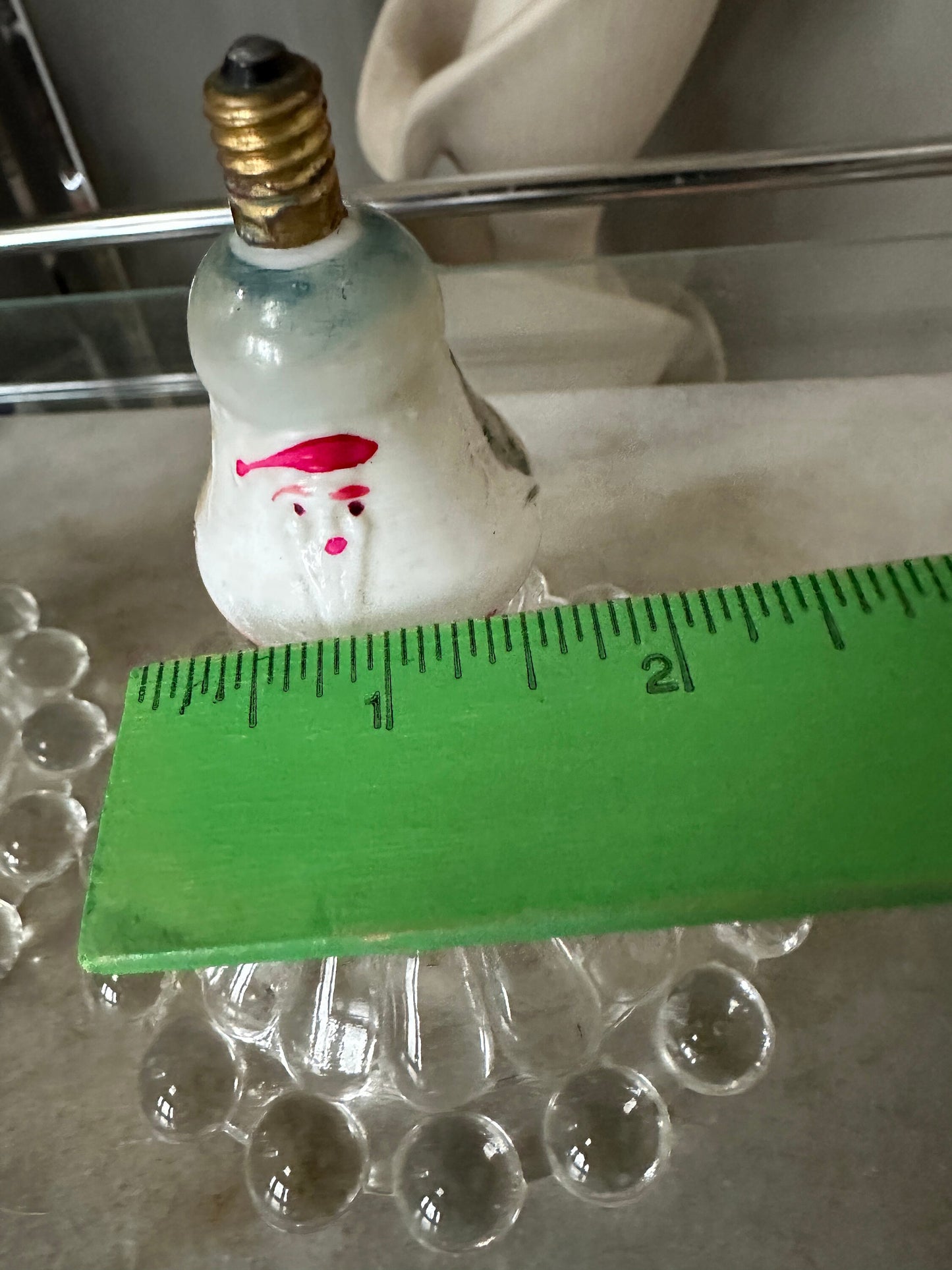 Antique 1930s Santa Milk Glass Christmas Light Bulbs, Set of 2 bulbs